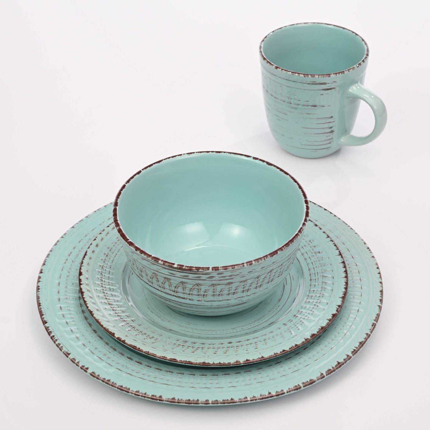 OTAGO Universe Green 66-piece Dinnerware Set, Service for 4