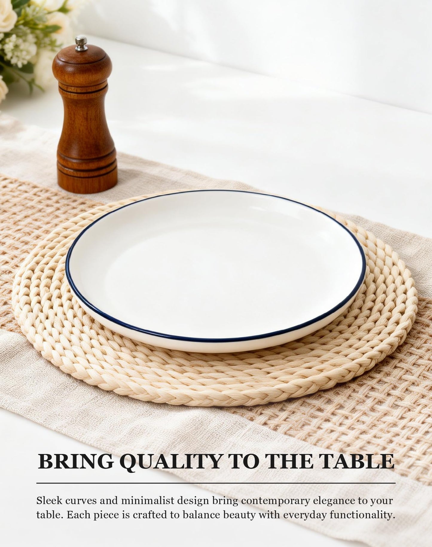 OTAGO Porcelain Medium Plates Set with Rim 4 PC and 6 PC