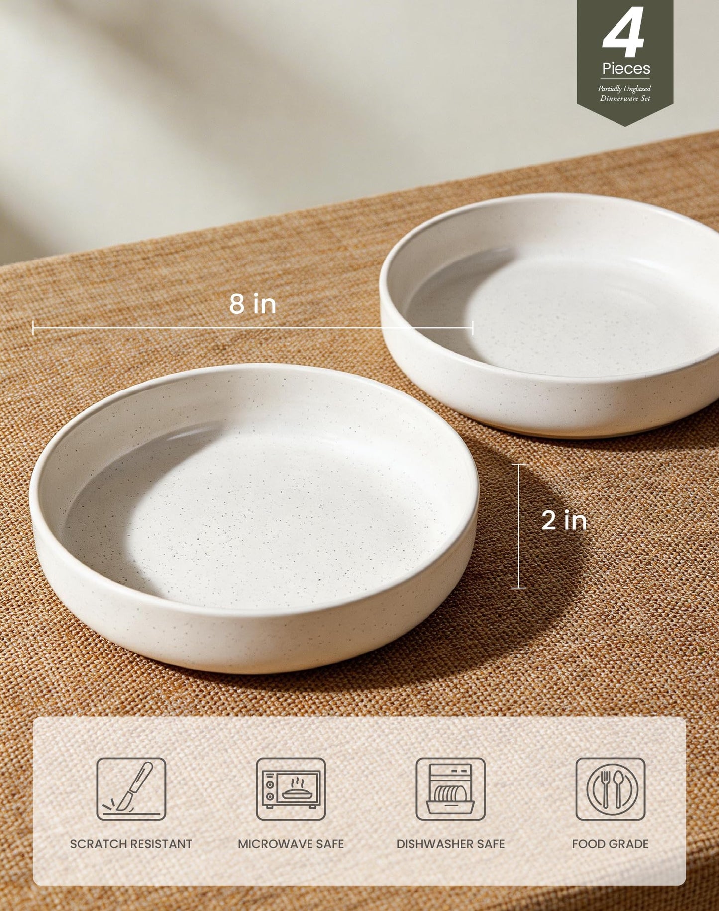 OTAGO Porcelain Bowl Set Partially Unglazed Base 8 Inch