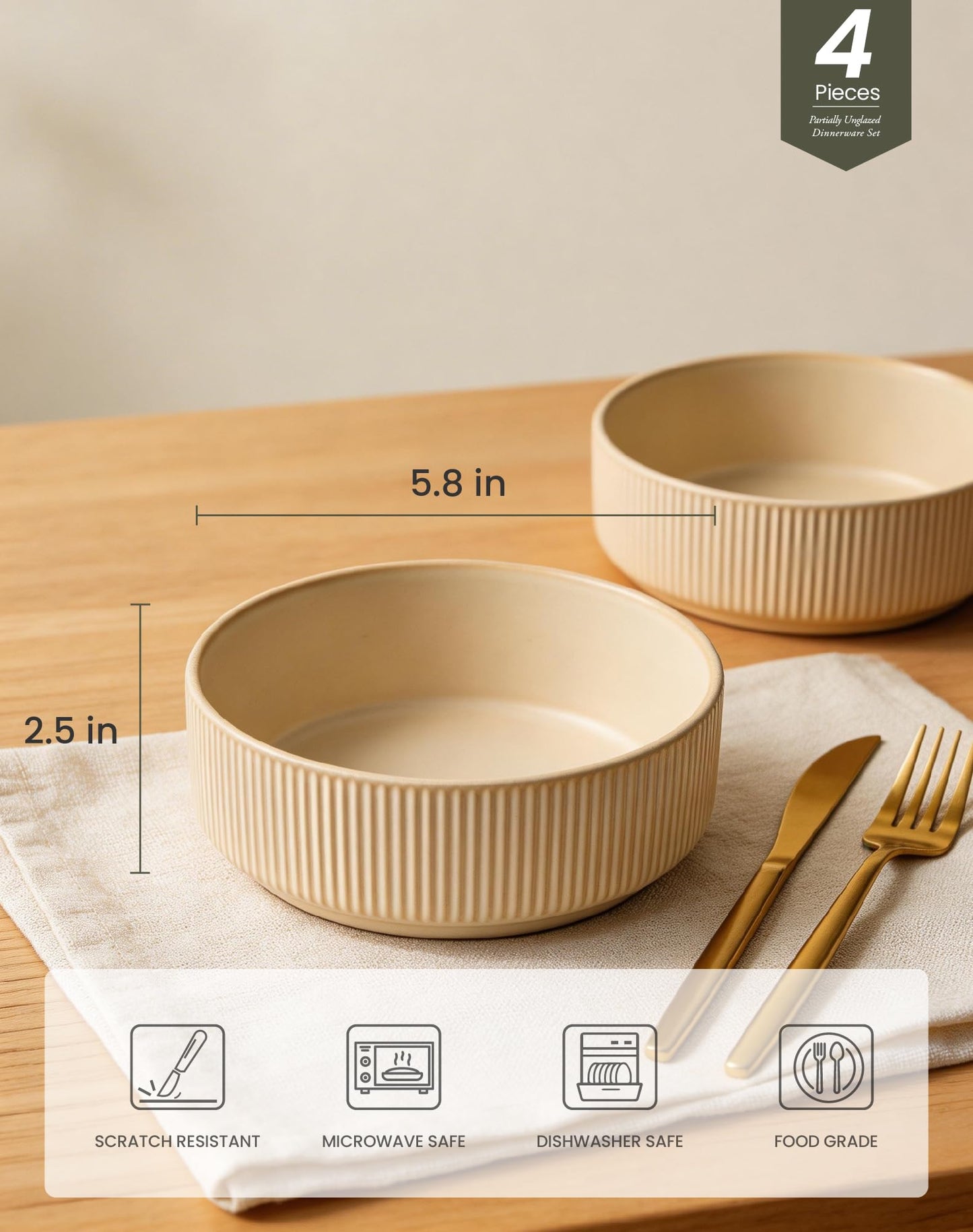 OTAGO Porcelain Bowl Set Matte Reactive 6 Inch