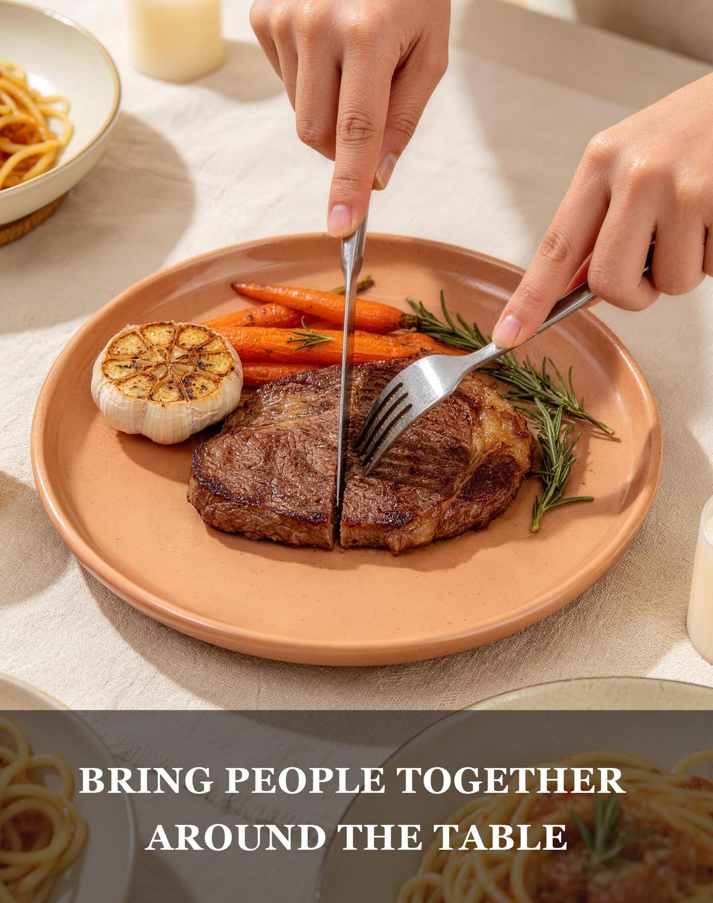 OTAGO 24-Piece Dinnerware Sets for 4, Ceramic Plates and Bowls Set with Partially Unglazed Base, Handcrafted Look, Stoneware Dishes Set for Kitchen, Dinner & Dining, Microwave & Dishwasher Safe