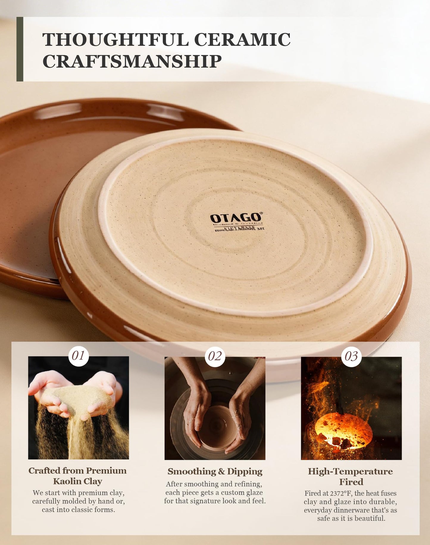 OTAGO Porcelain Medium Plates Set Partially Unglazed 4 PC and 6 PC