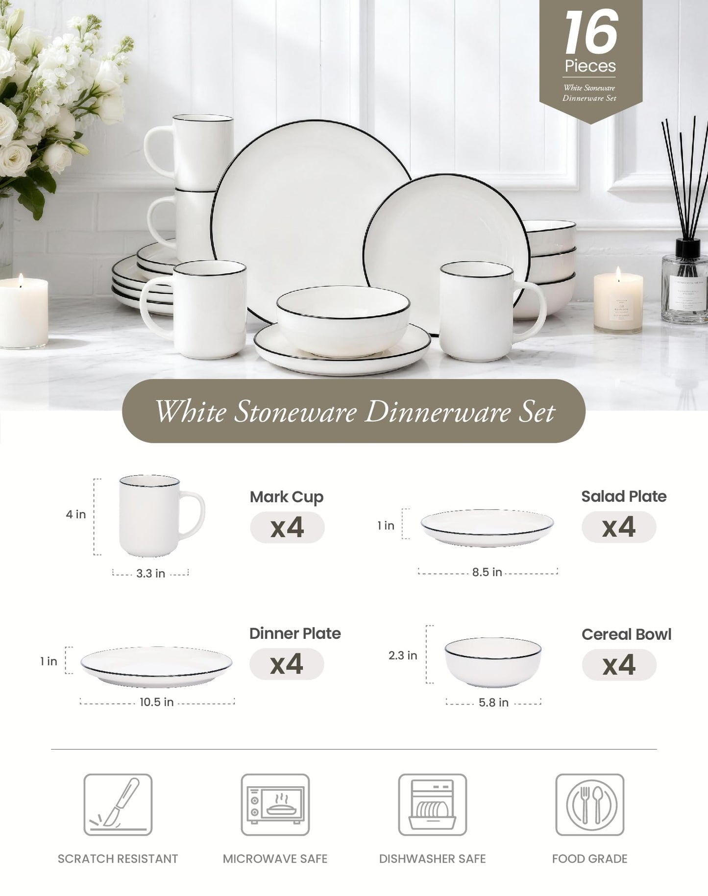 OTAGO Porcelain Dinnerware Set wit Cup 16 PC and 24 PC
