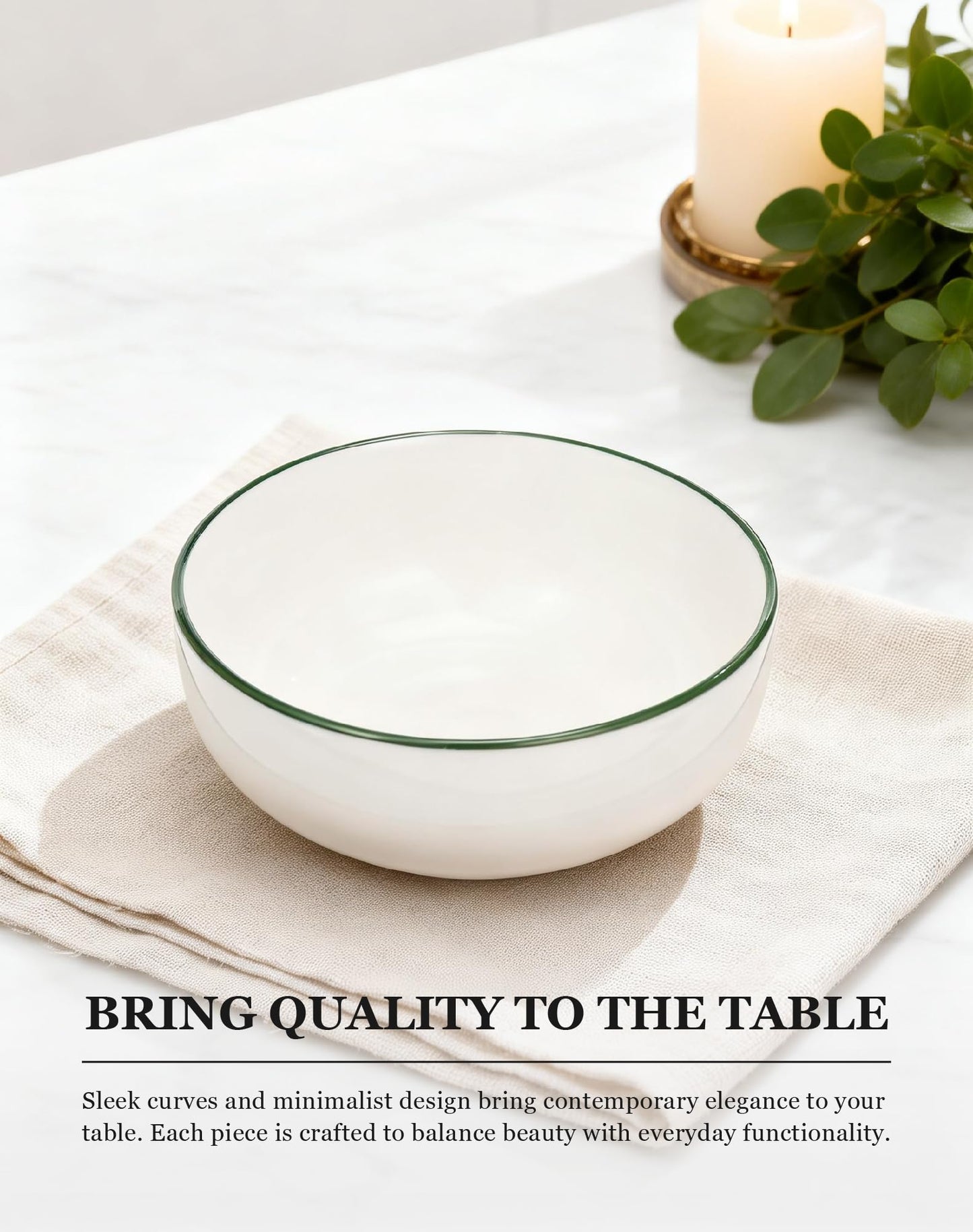 OTAGO Porcelain Medium Bowl Set with Rim 4PC and 6 PC