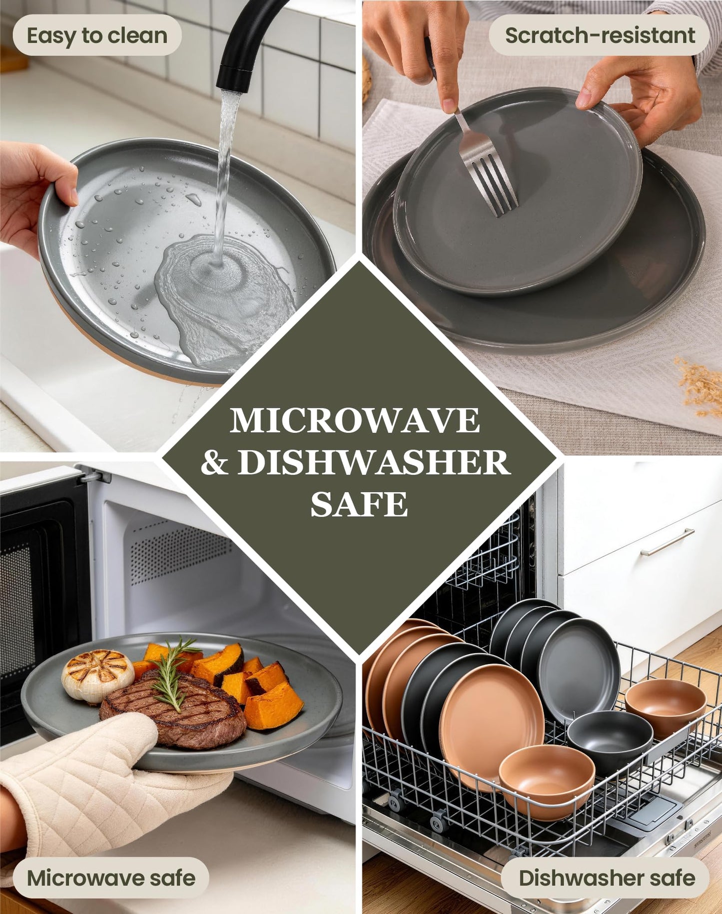 OTAGO 24-Piece Dinnerware Sets Partially Unglazed Base