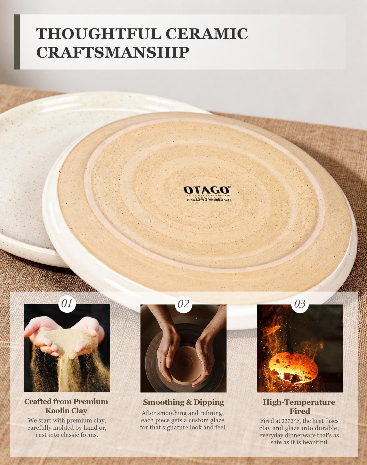 OTAGO Porcelain Medium Plates Set Partially Unglazed 4 PC and 6 PC