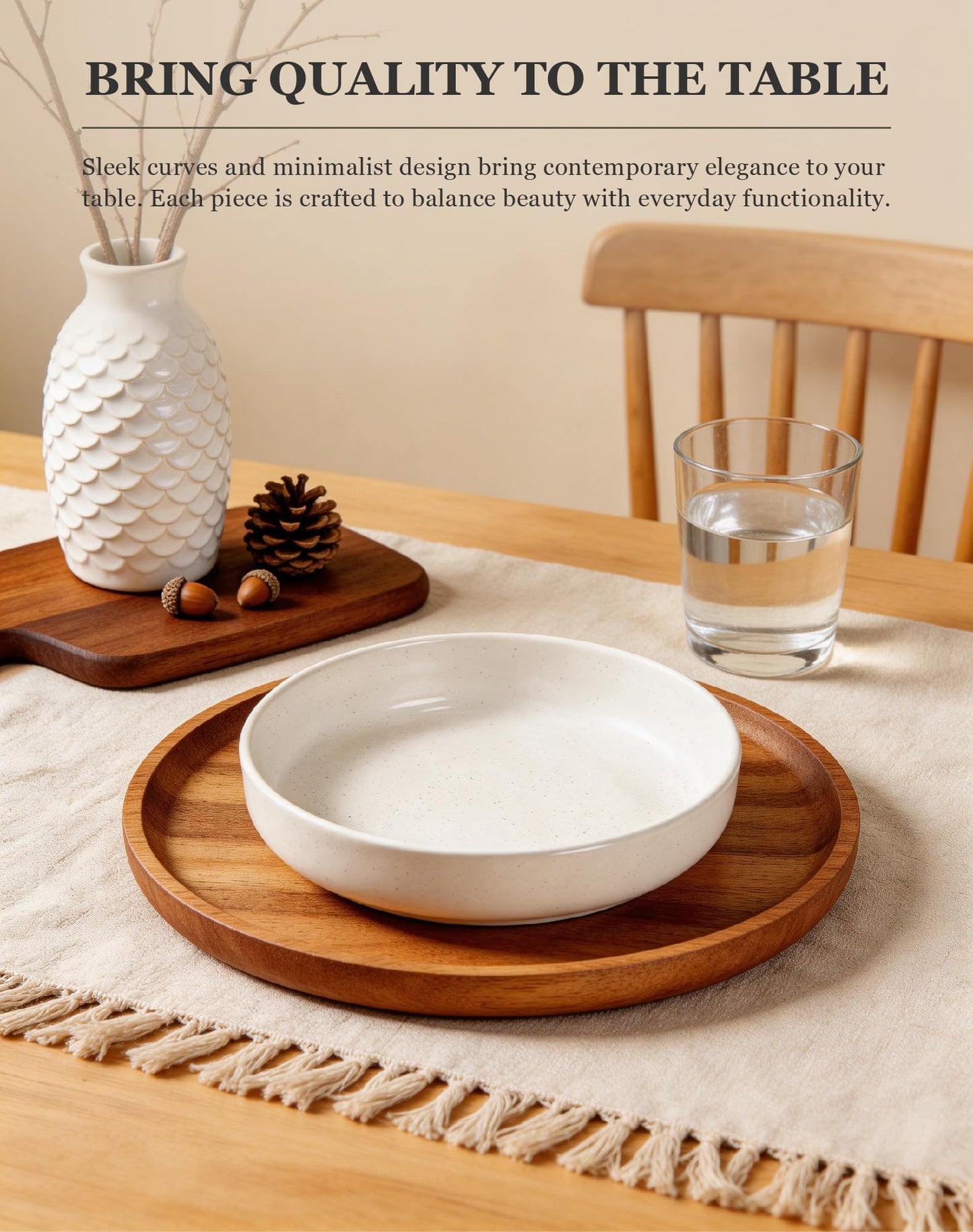 OTAGO Porcelain Bowl Set Partially Unglazed Base 8 Inch
