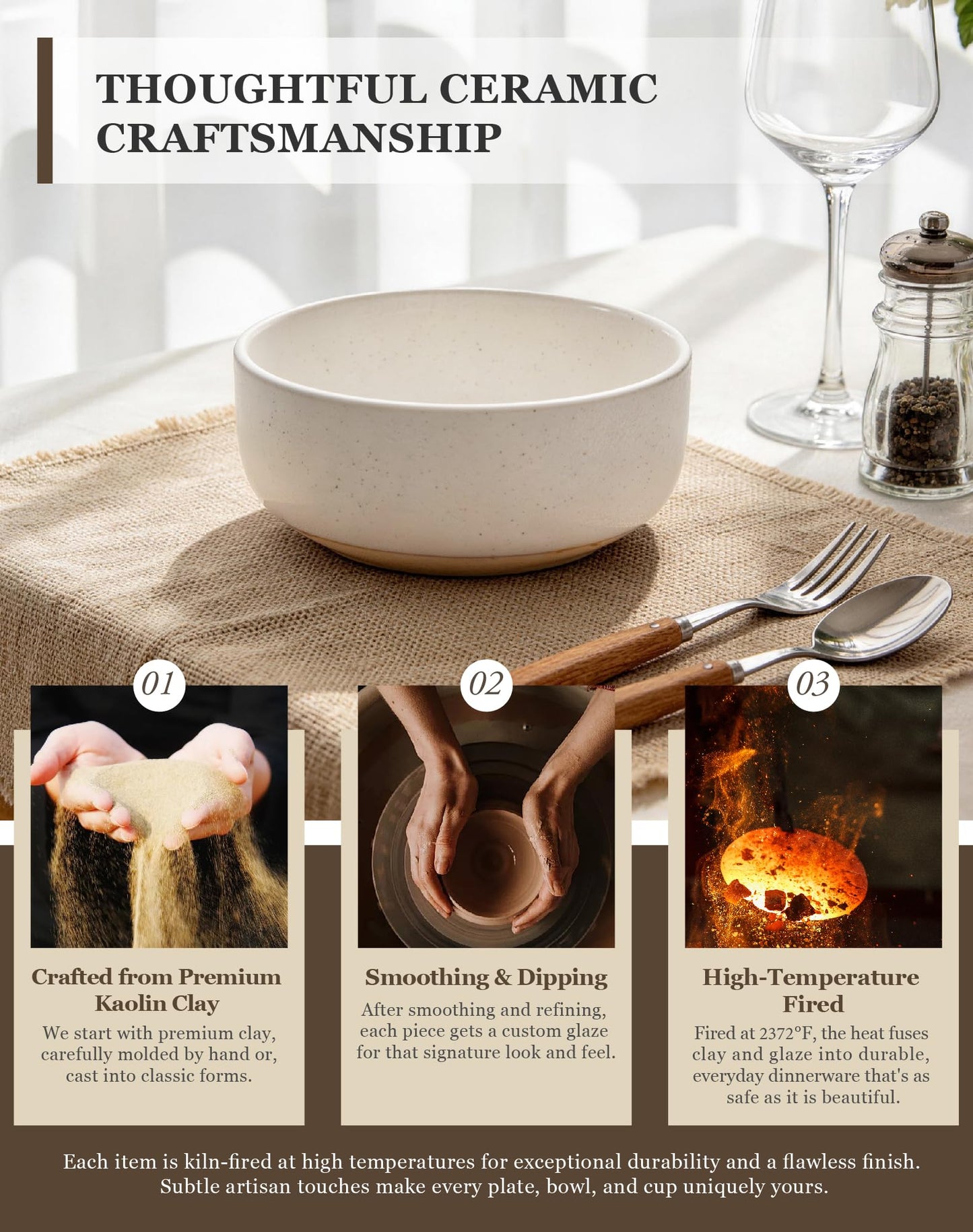 OTAGO 24-Piece Dinnerware Sets for 4, Ceramic Plates and Bowls Set with Partially Unglazed Base, Handcrafted Look, Stoneware Dishes Set for Kitchen, Dinner & Dining, Microwave & Dishwasher Safe