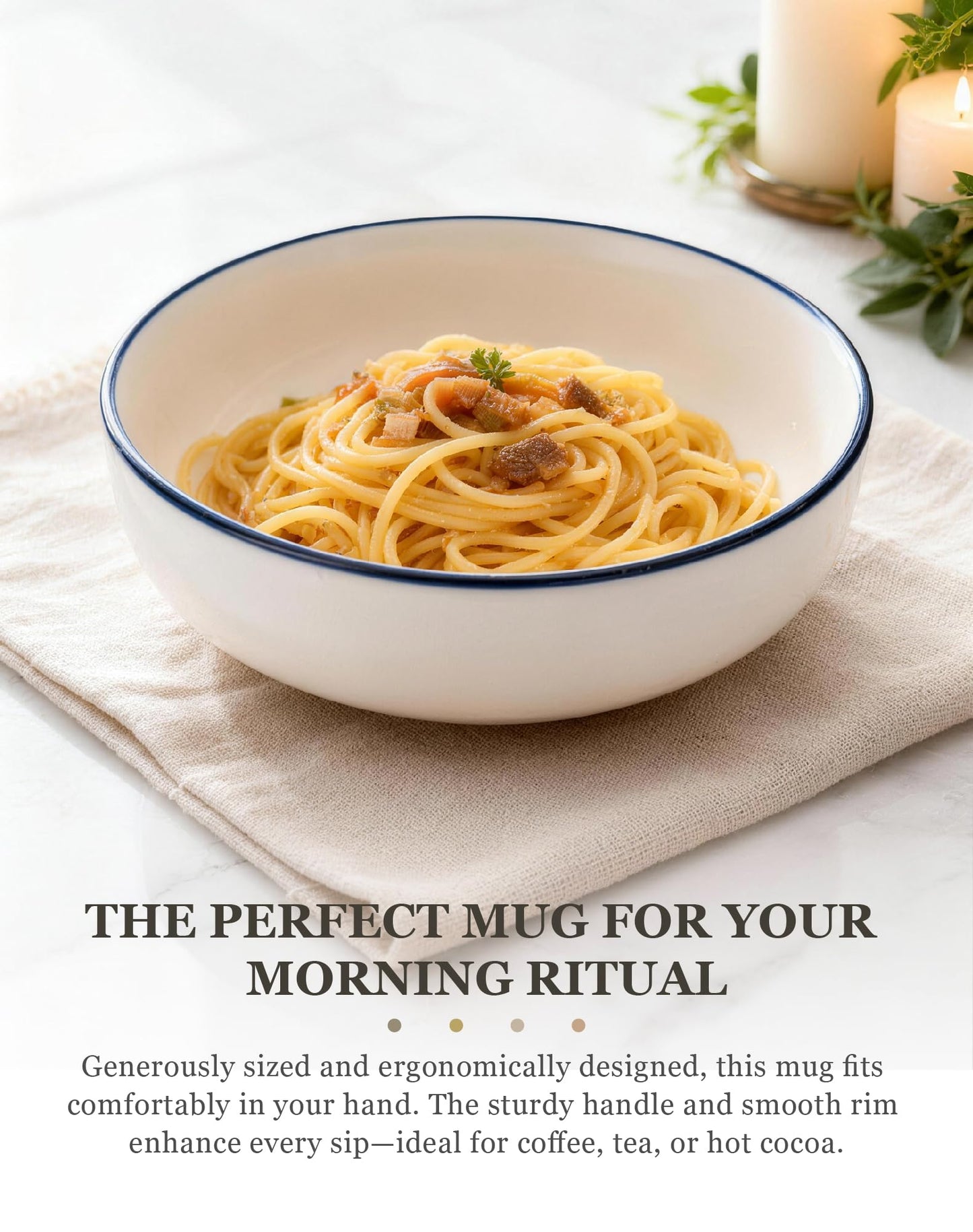 OTAGO 24-Piece Dinnerware Set for 6, White with rim Stoneware Plates and Bowls Sets, Ceramic Dish Set for Kitchen, Dinner & Dining, Microwave & Dishwasher Safe