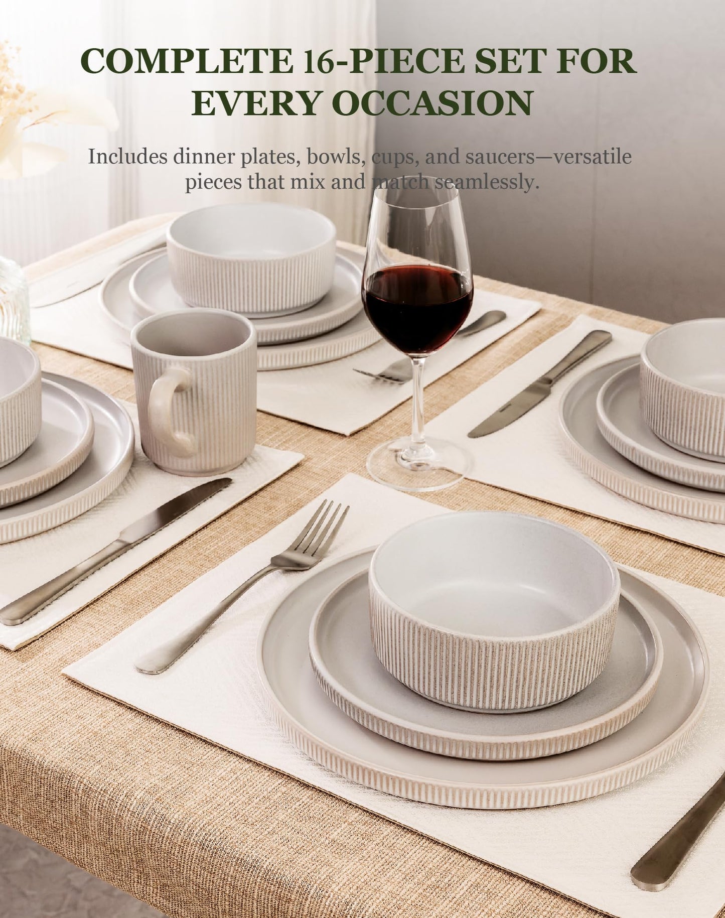 OTAGO Stoneware Dinnerware Set Matte Reactive, Microwave & Dishwasher Safe, for Kitchen, Dinner & Dining