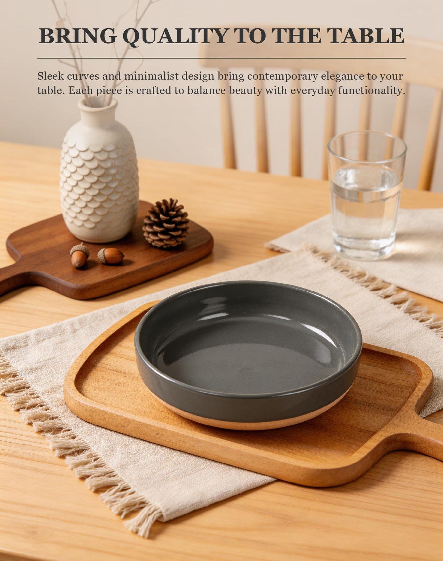OTAGO Porcelain Bowl Set Partially Unglazed Base 8 Inch