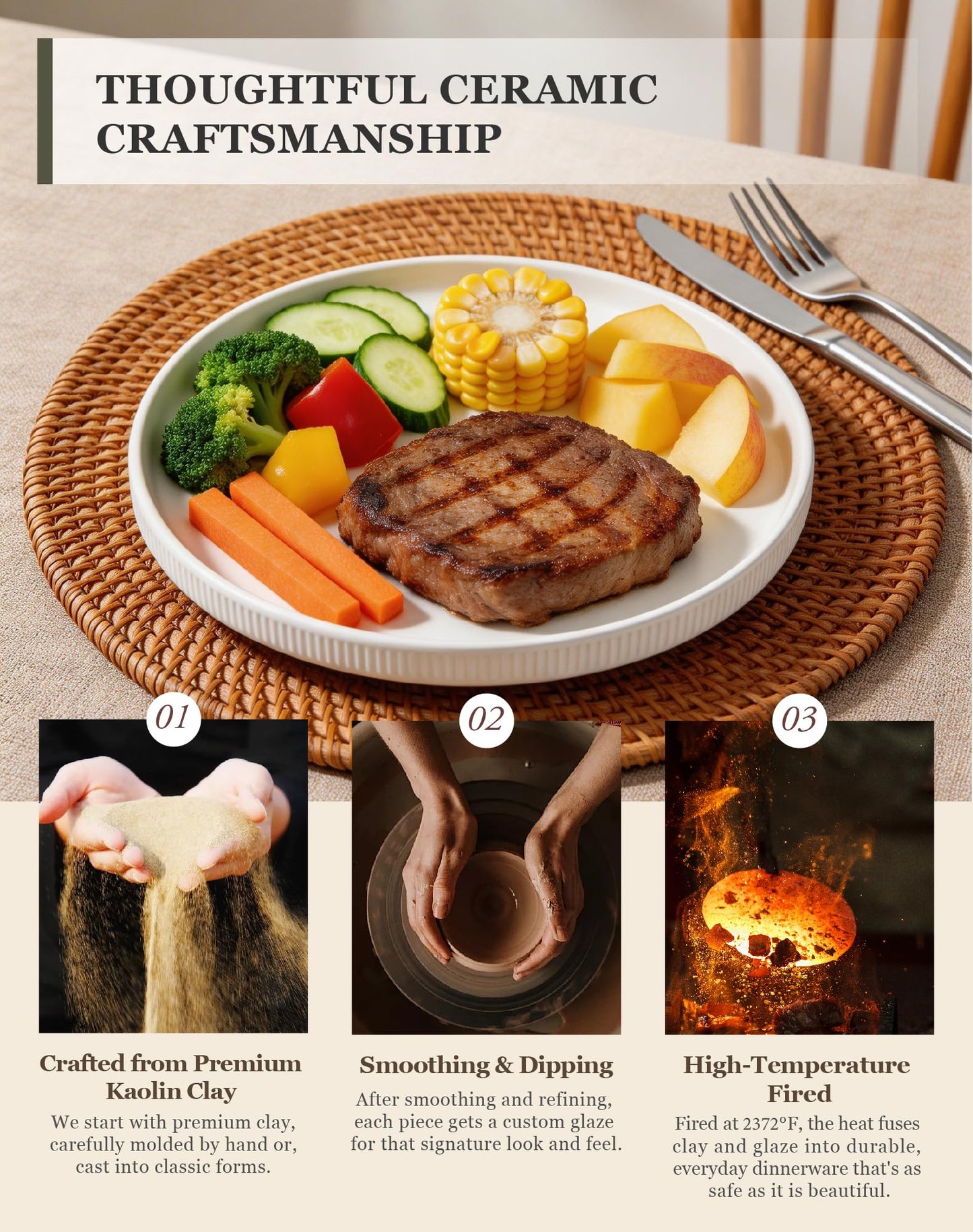 OTAGO Porcelain Plates Set Matte Reactive Black 8 Inch