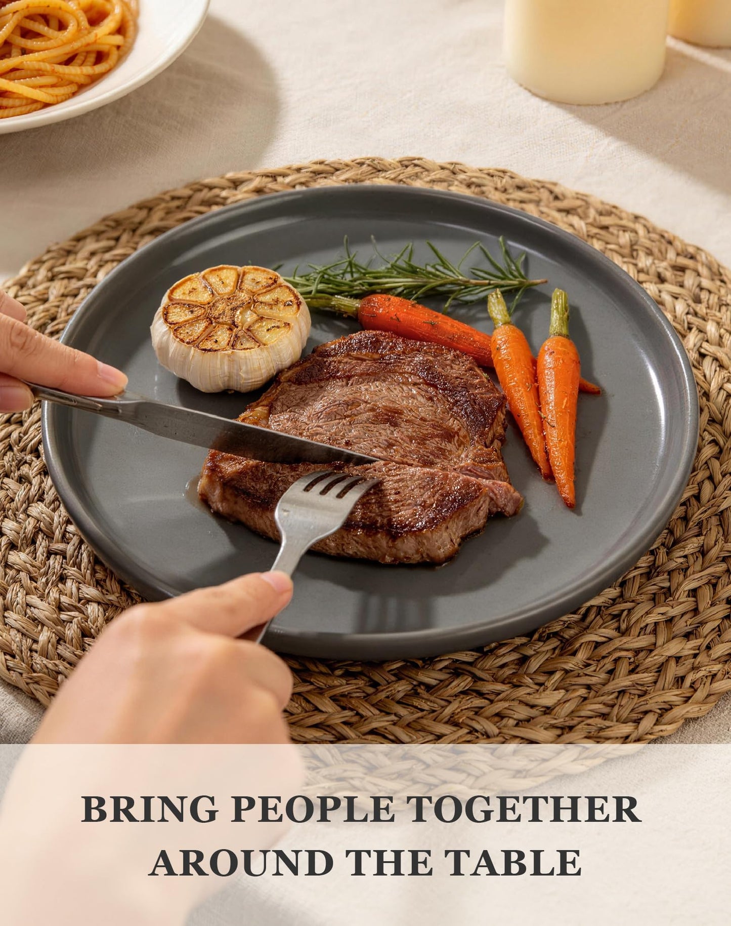 OTAGO 24-Piece Dinnerware Sets for 4, Ceramic Plates and Bowls Set with Partially Unglazed Base, Handcrafted Look, Stoneware Dishes Set for Kitchen, Dinner & Dining, Microwave & Dishwasher Safe