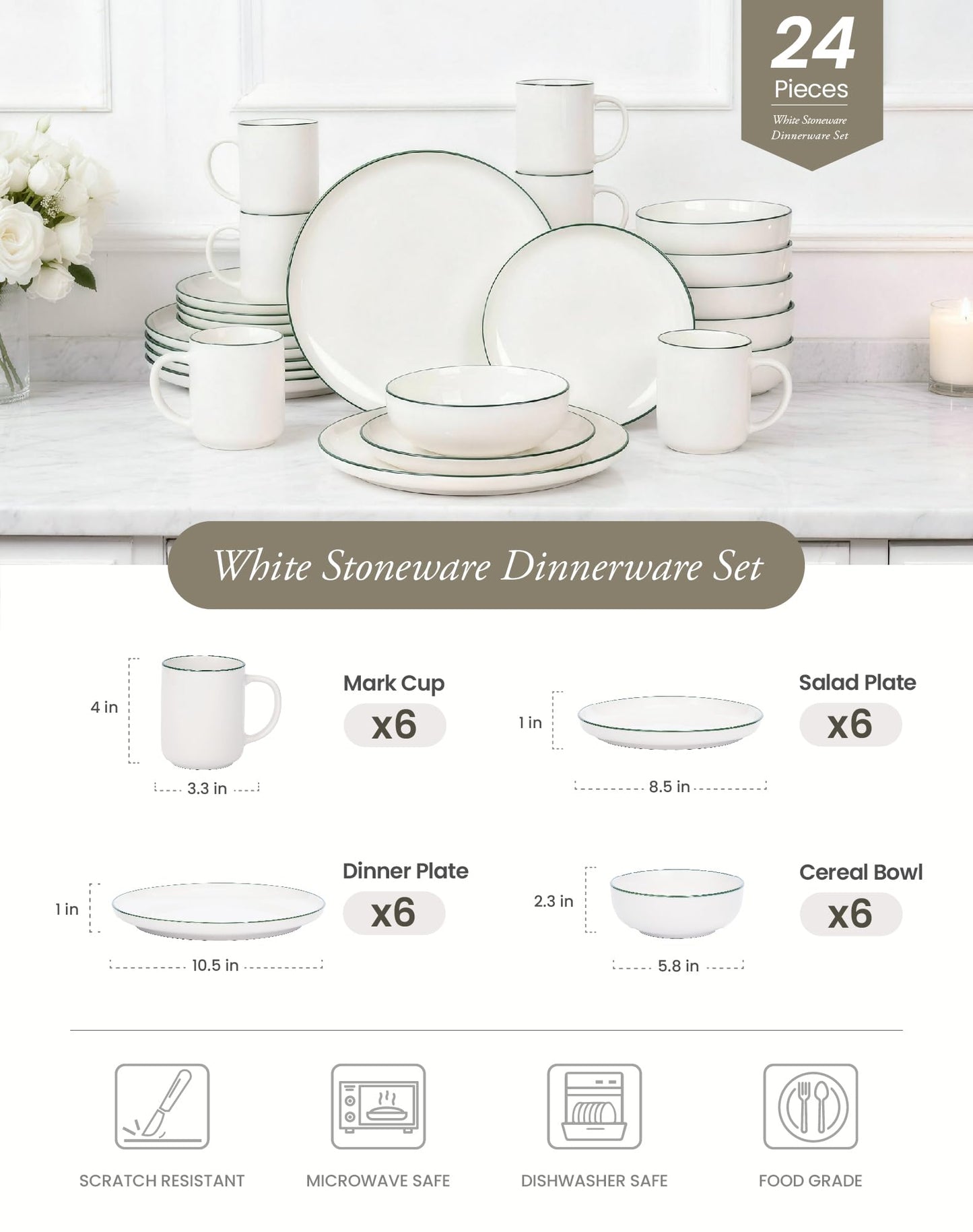 OTAGO Porcelain Dinnerware Set wit Cup 16 PC and 24 PC