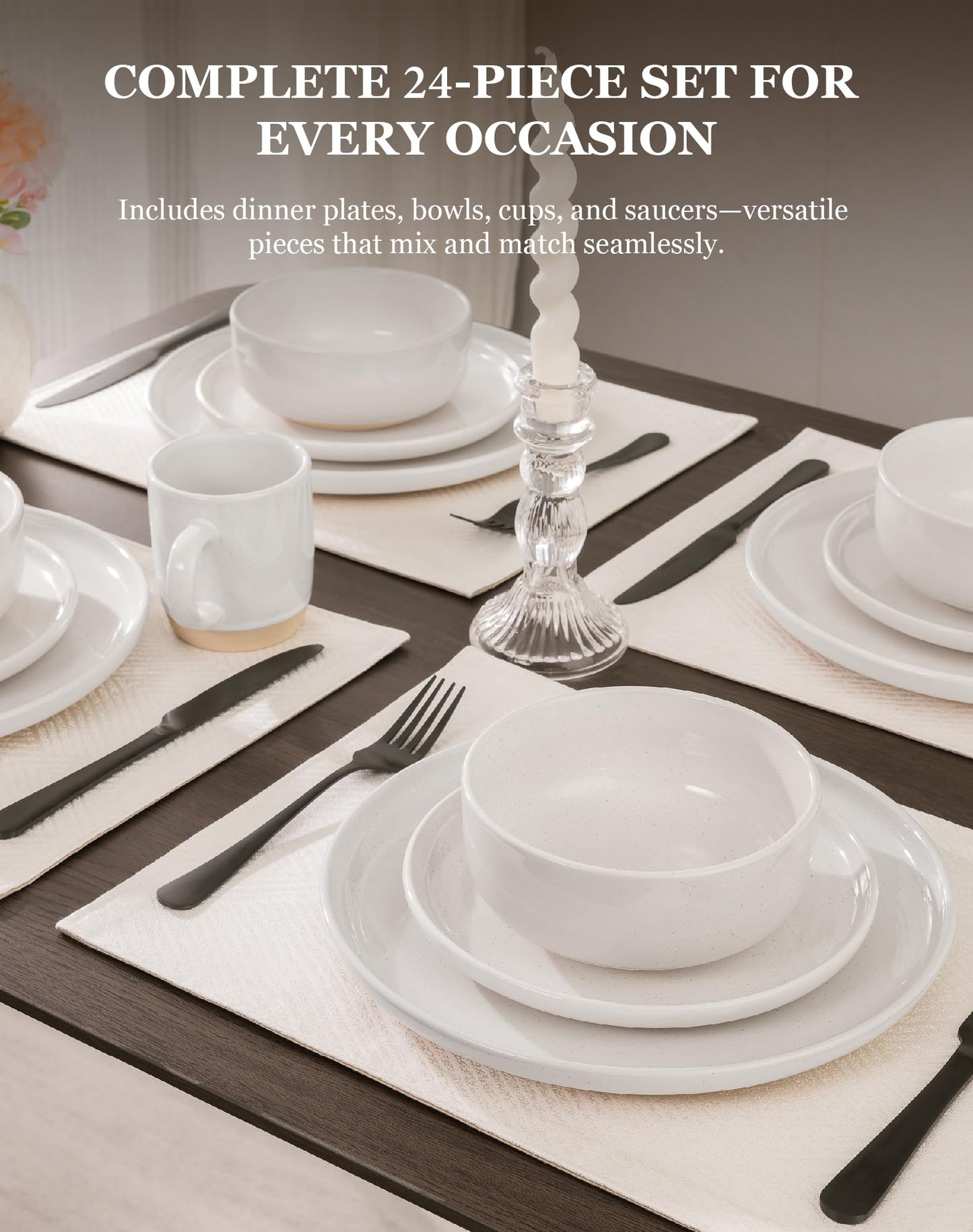 OTAGO 24-Piece Dinnerware Sets Partially Unglazed Base