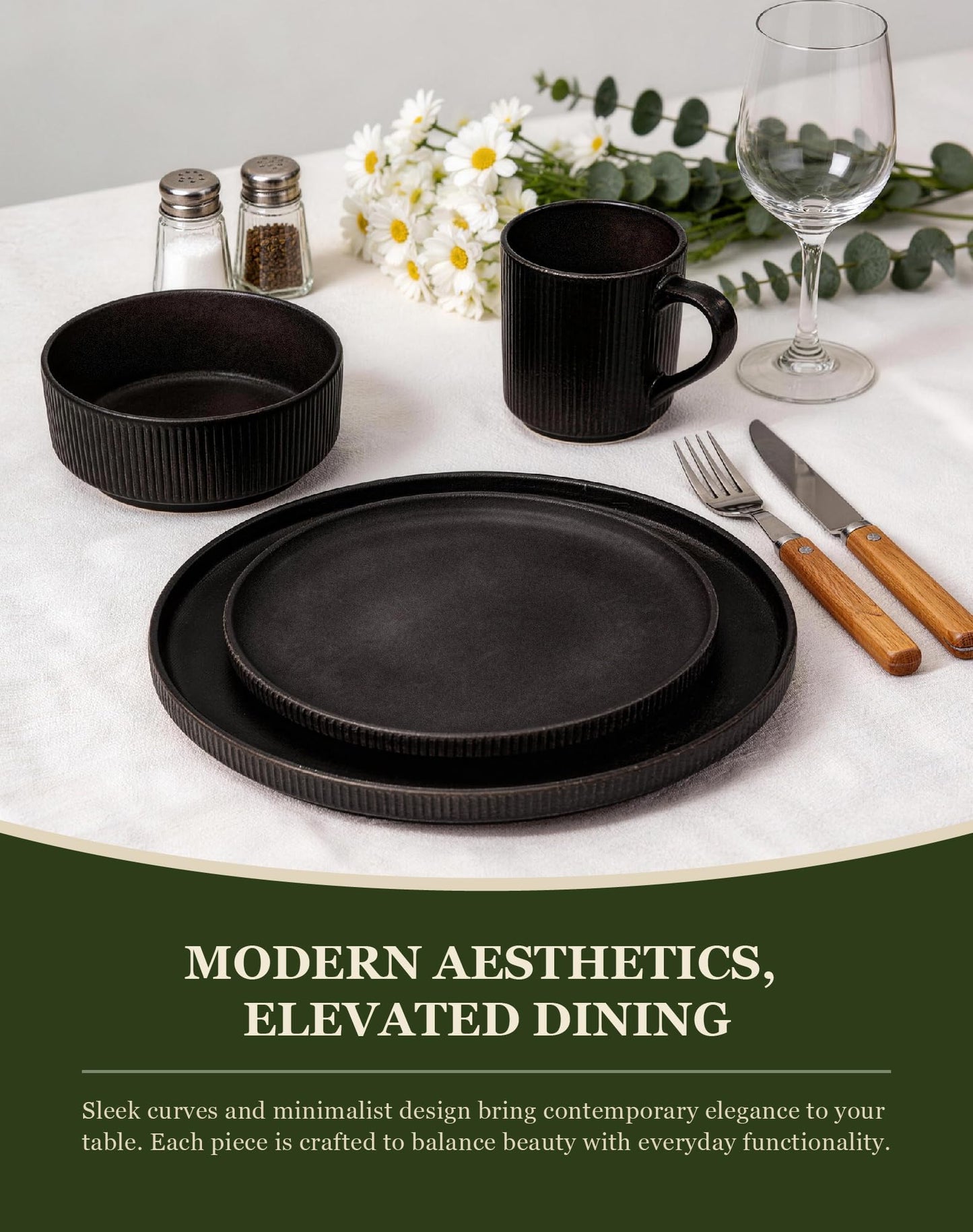 OTAGO Stoneware Dinnerware Set Matte Reactive, Microwave & Dishwasher Safe, for Kitchen, Dinner & Dining