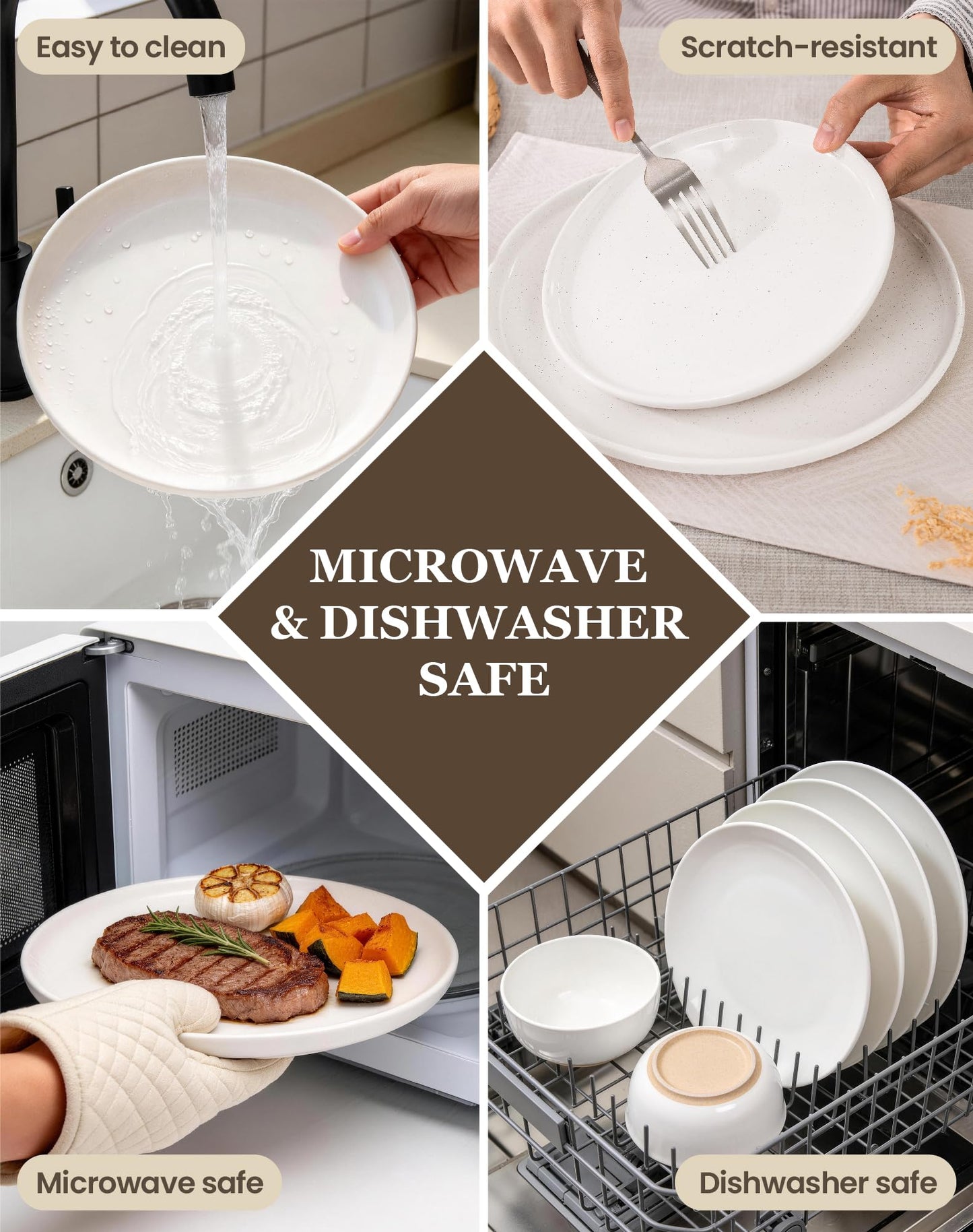 OTAGO 24-Piece Dinnerware Sets Partially Unglazed Base
