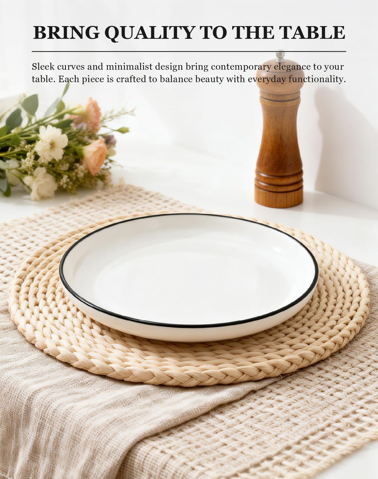 OTAGO Porcelain Plates with Rim Large 4PC and 6 PC