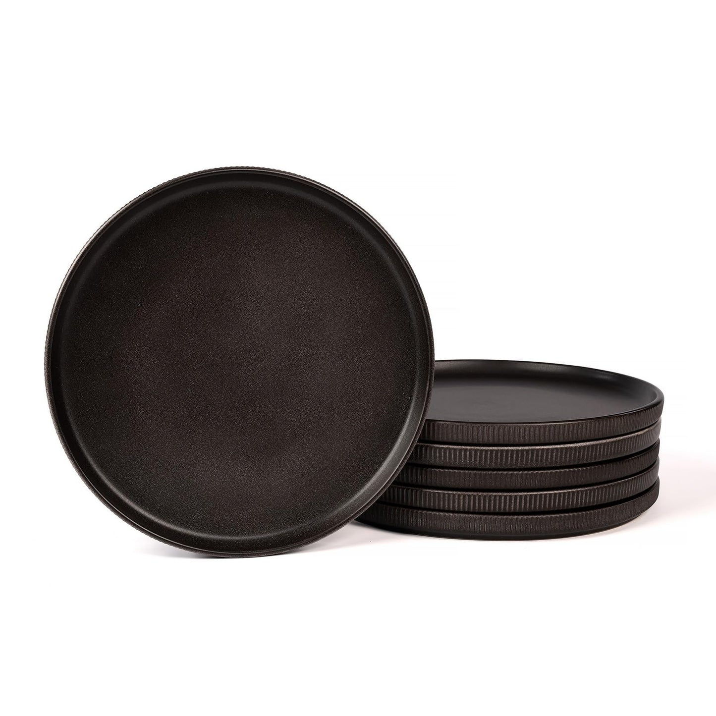 OTAGO Porcelain Large Plates Set Matte Reactive Black 4 PC and 6 PC