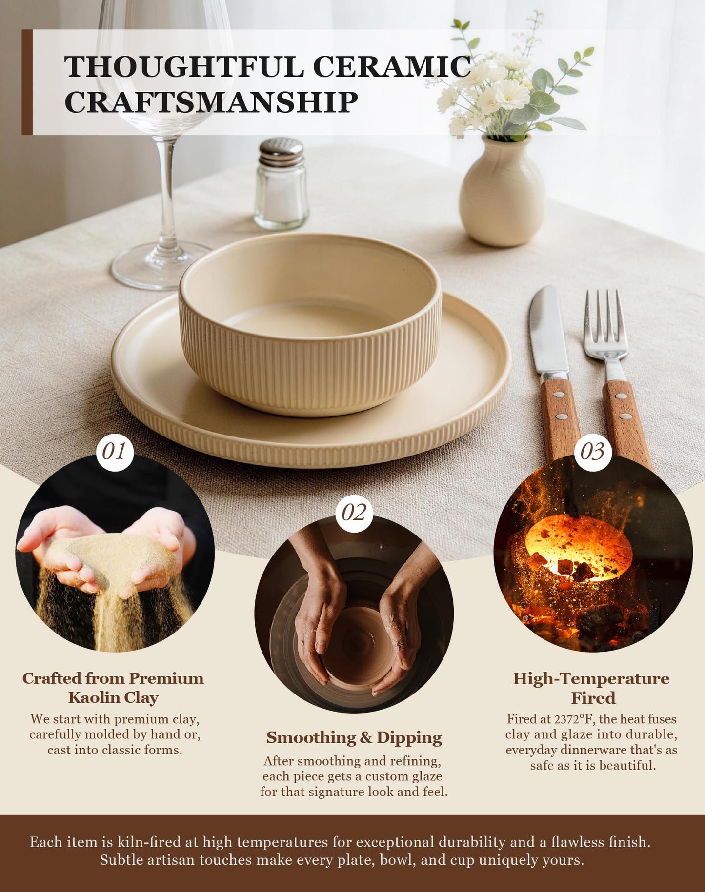 OTAGO Stoneware Dinnerware Set Matte Reactive, Microwave & Dishwasher Safe, for Kitchen, Dinner & Dining