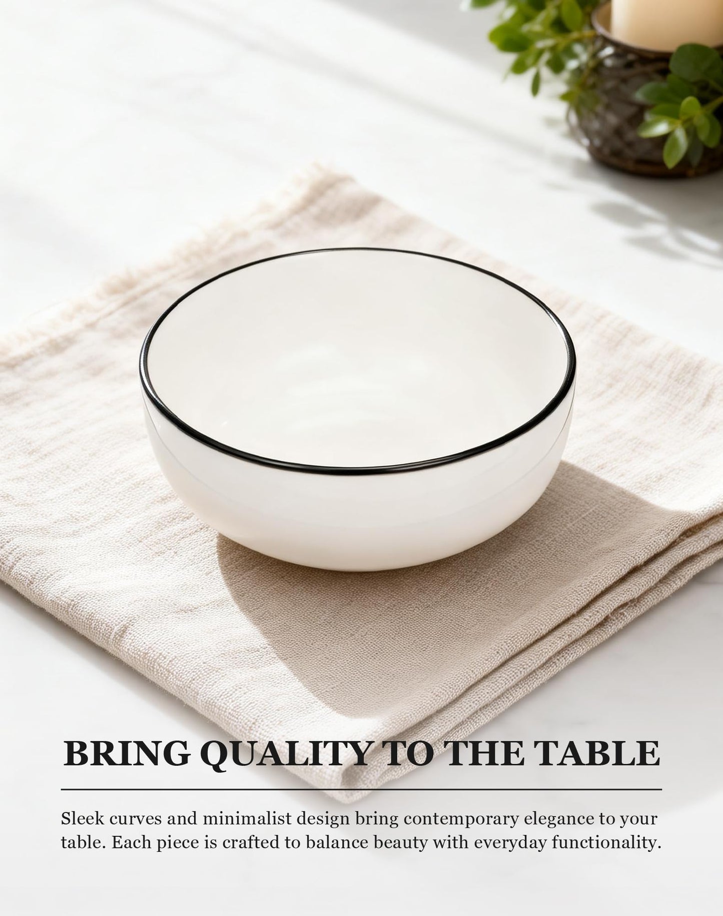 OTAGO Porcelain Medium Bowl Set with Rim 4PC and 6 PC