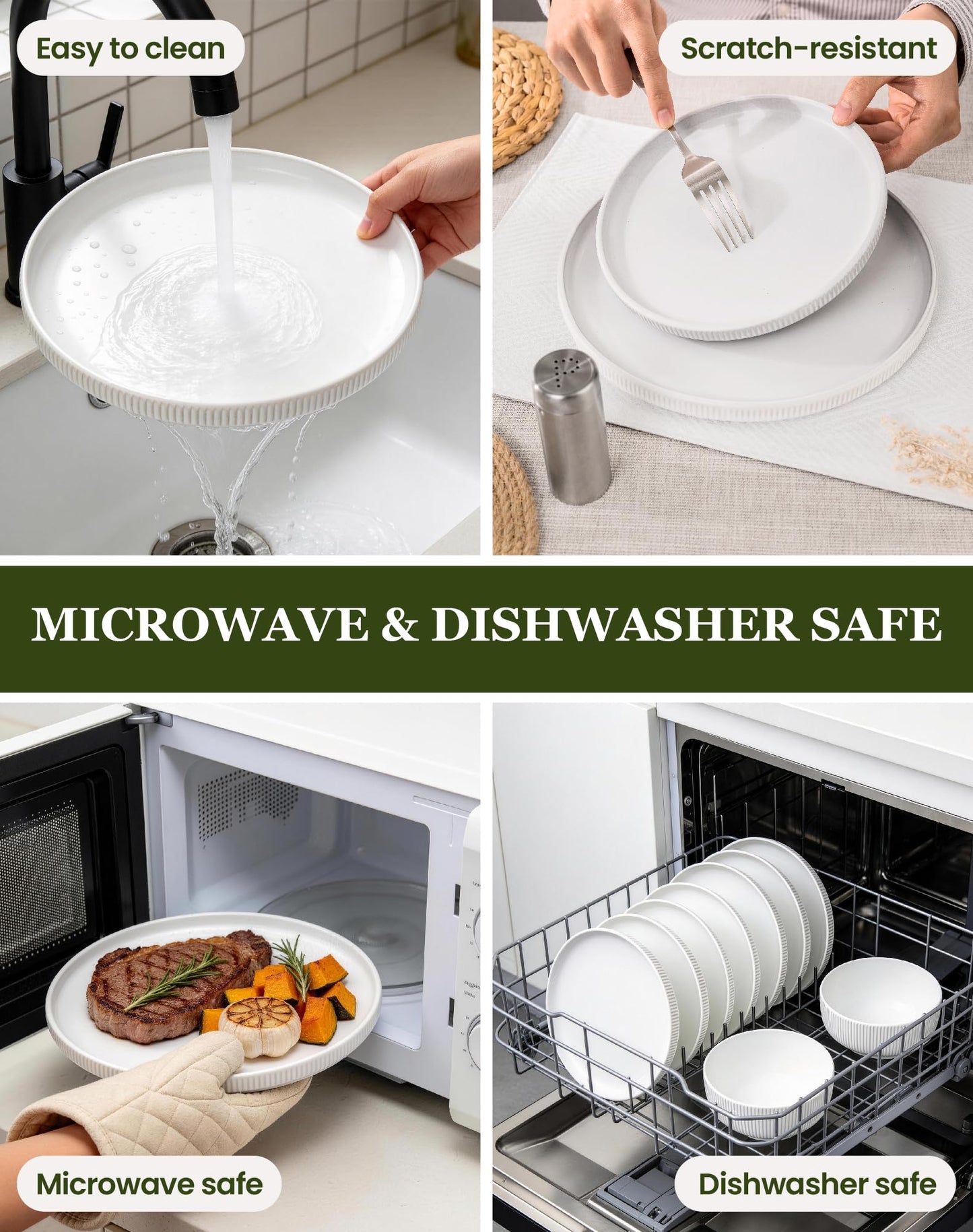 OTAGO Stoneware Dinnerware Set Matte Reactive, Microwave & Dishwasher Safe, for Kitchen, Dinner & Dining