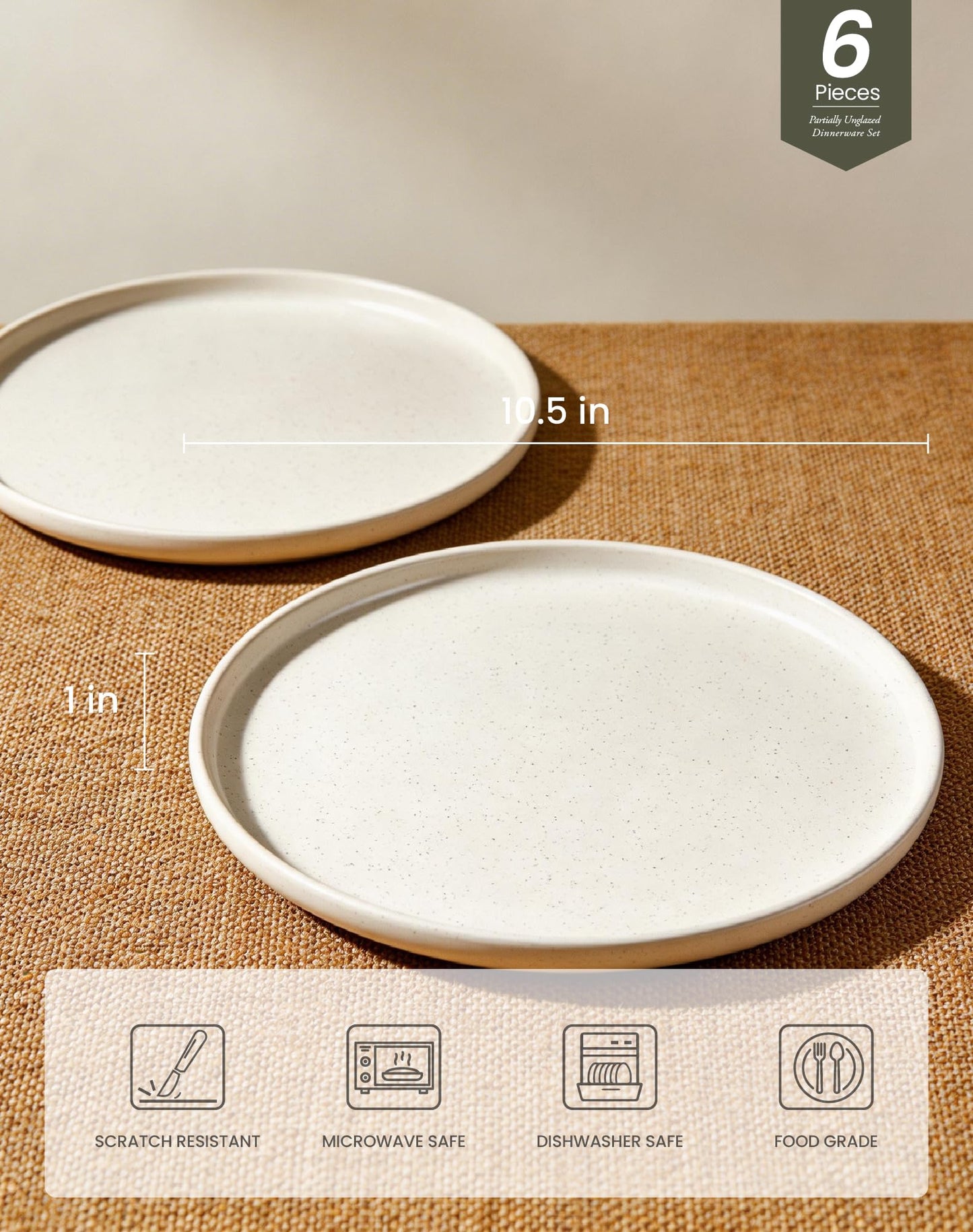 OTAGO Porcelain Large Plates Set Partially Unglazed 4 PC and 6 PC