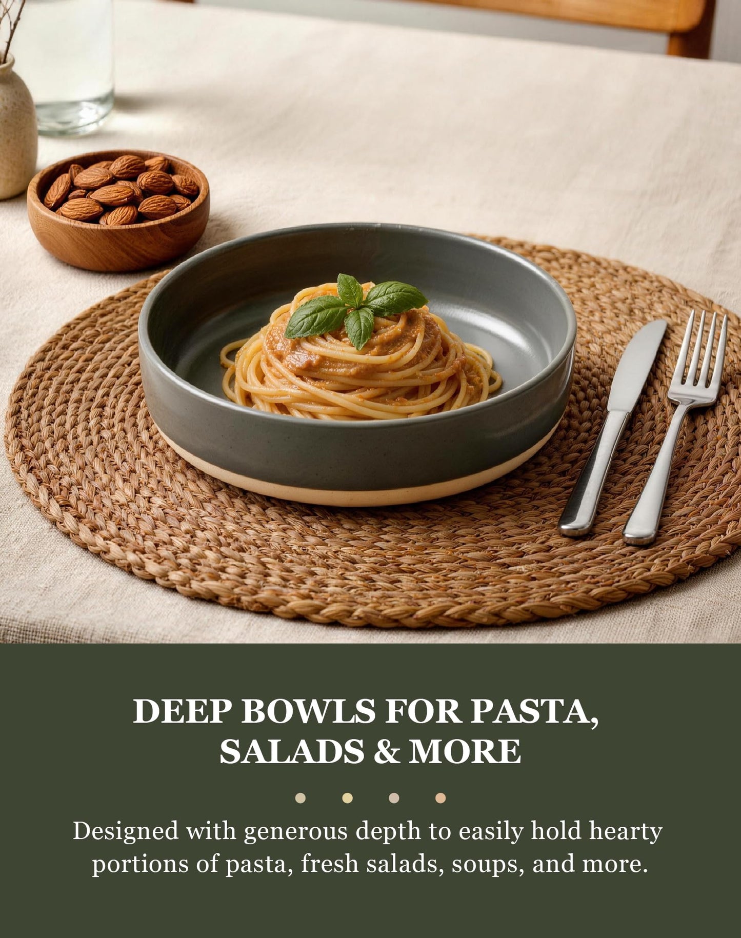 OTAGO 24-Piece Dinnerware Sets for 4, Ceramic Plates and Bowls Set with Partially Unglazed Base, Handcrafted Look, Stoneware Dishes Set for Kitchen, Dinner & Dining, Microwave & Dishwasher Safe