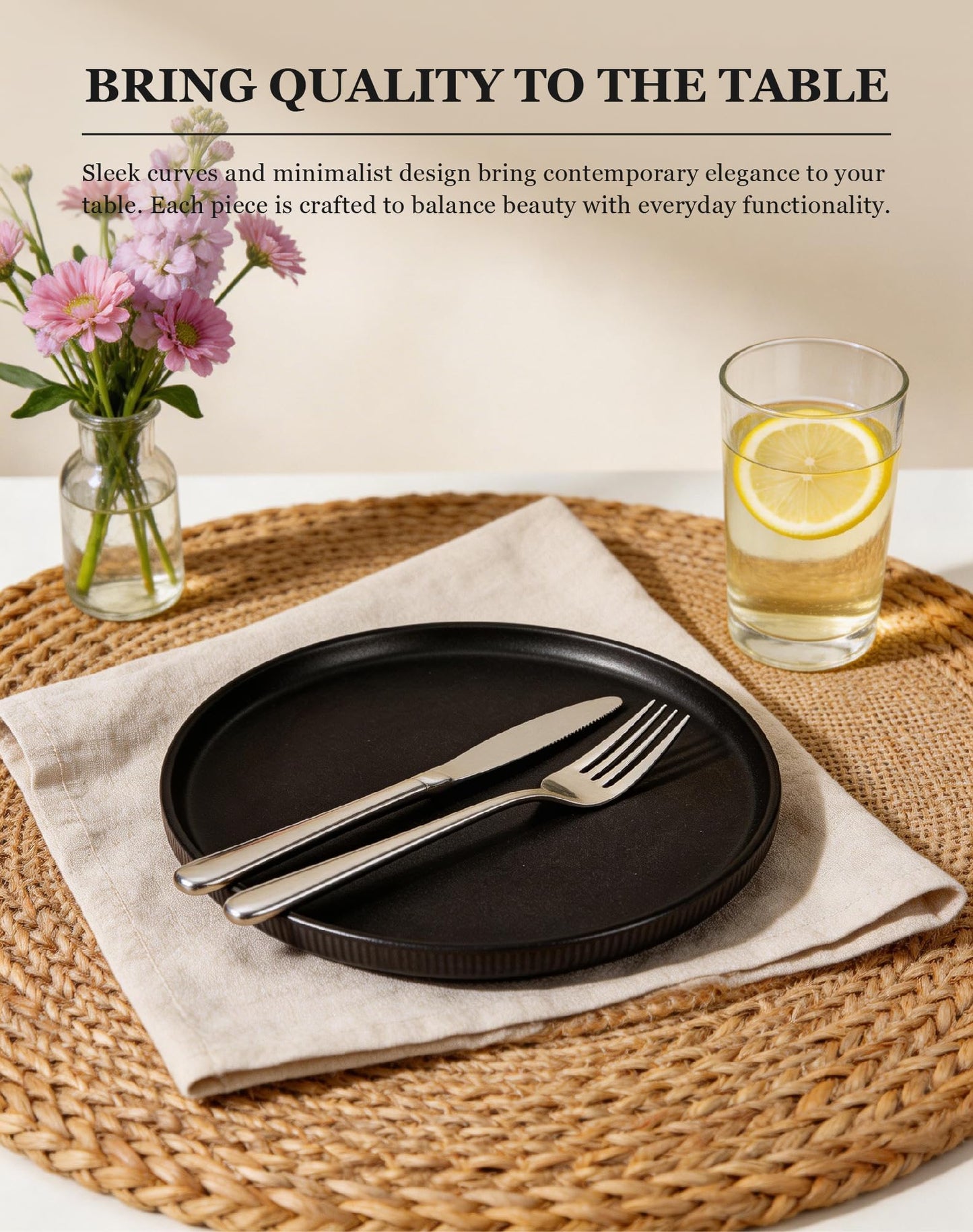OTAGO Porcelain Plates Set Matte Reactive Black 8 Inch