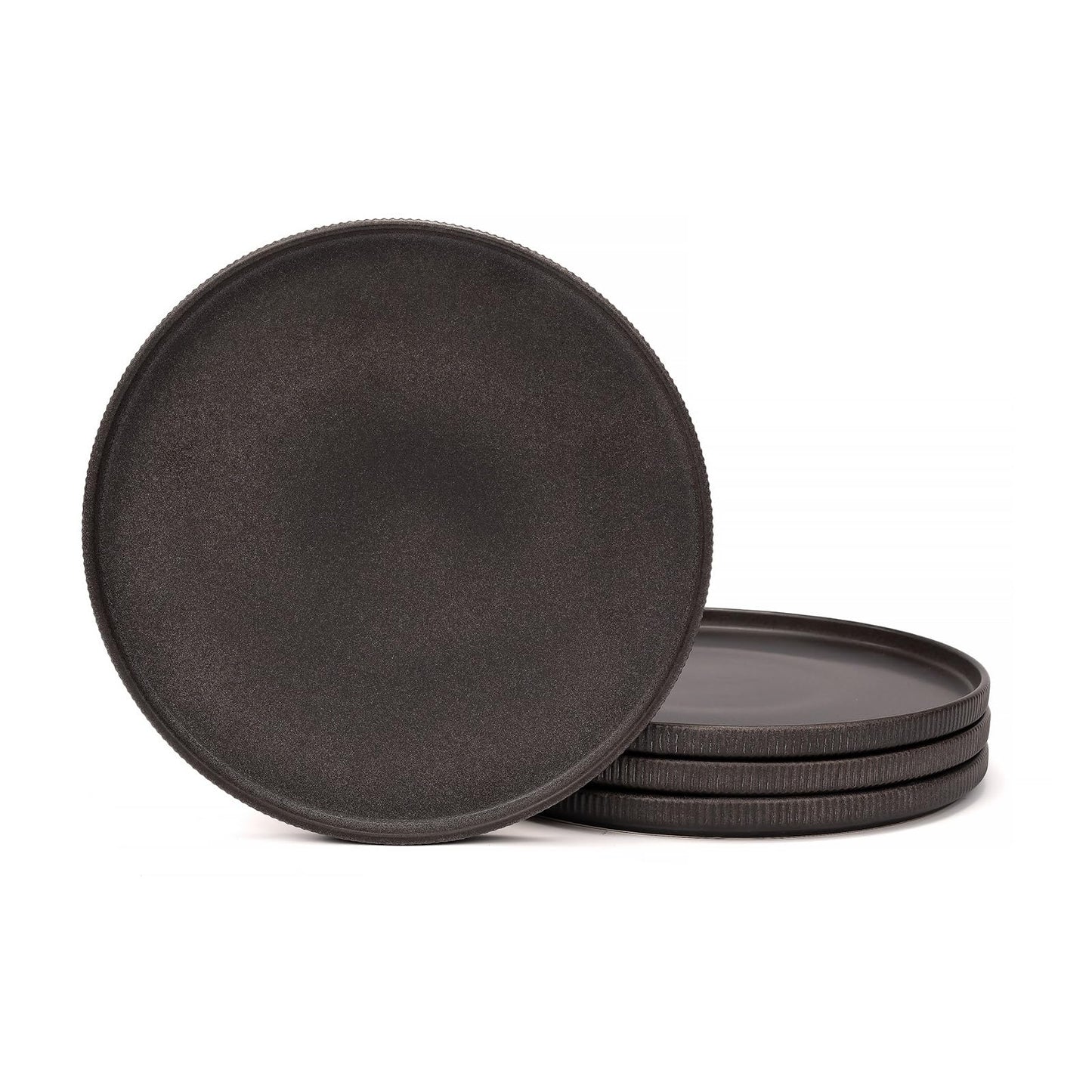 OTAGO Porcelain Large Plates Set Matte Reactive Black 4 PC and 6 PC