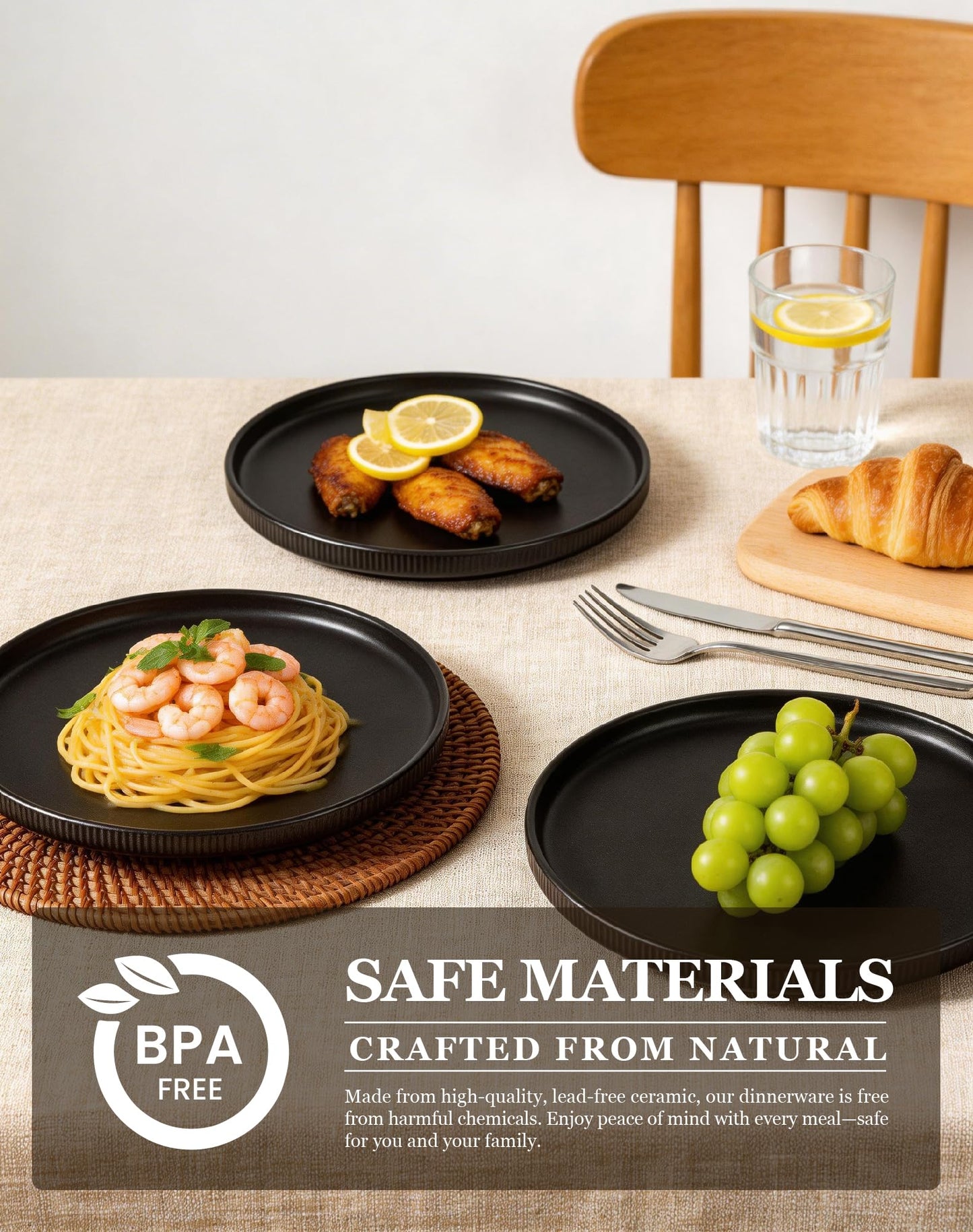 OTAGO Porcelain Plates Set Matte Reactive Black 8 Inch