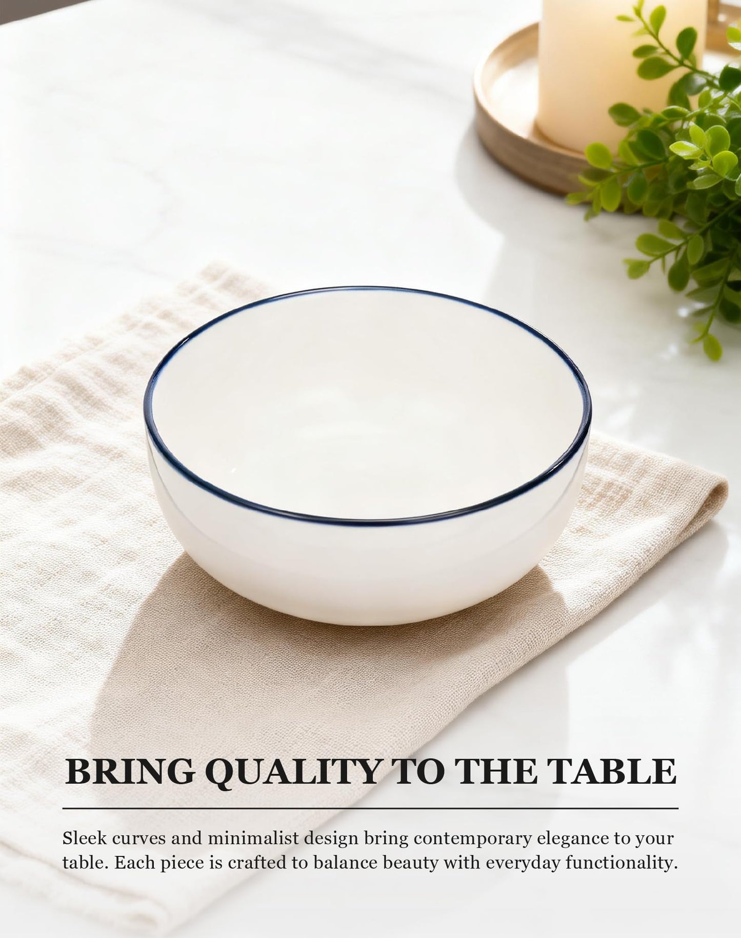 OTAGO Porcelain Medium Bowl Set with Rim 4PC and 6 PC