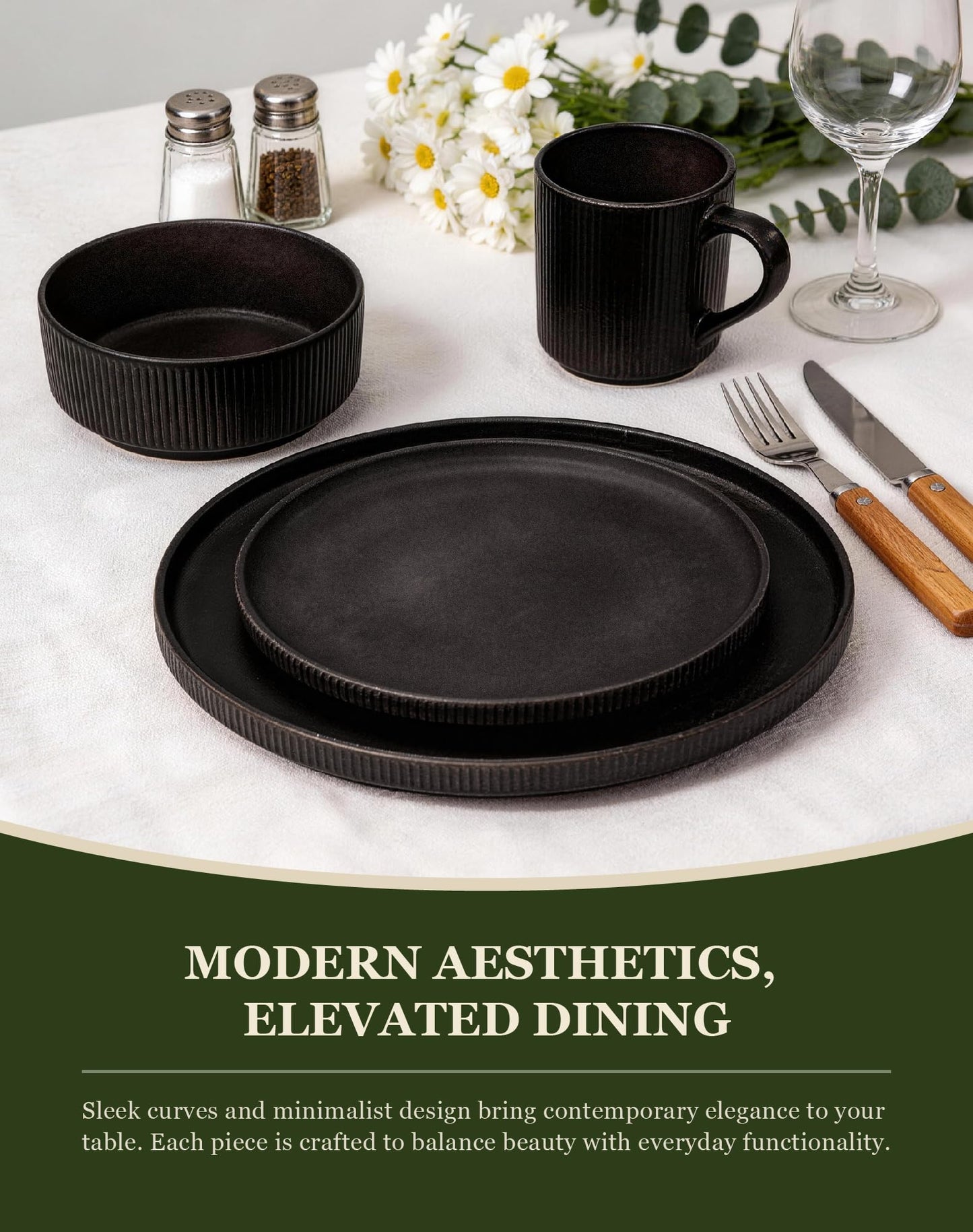 OTAGO Stoneware Dinnerware Set Matte Reactive, Microwave & Dishwasher Safe, for Kitchen, Dinner & Dining