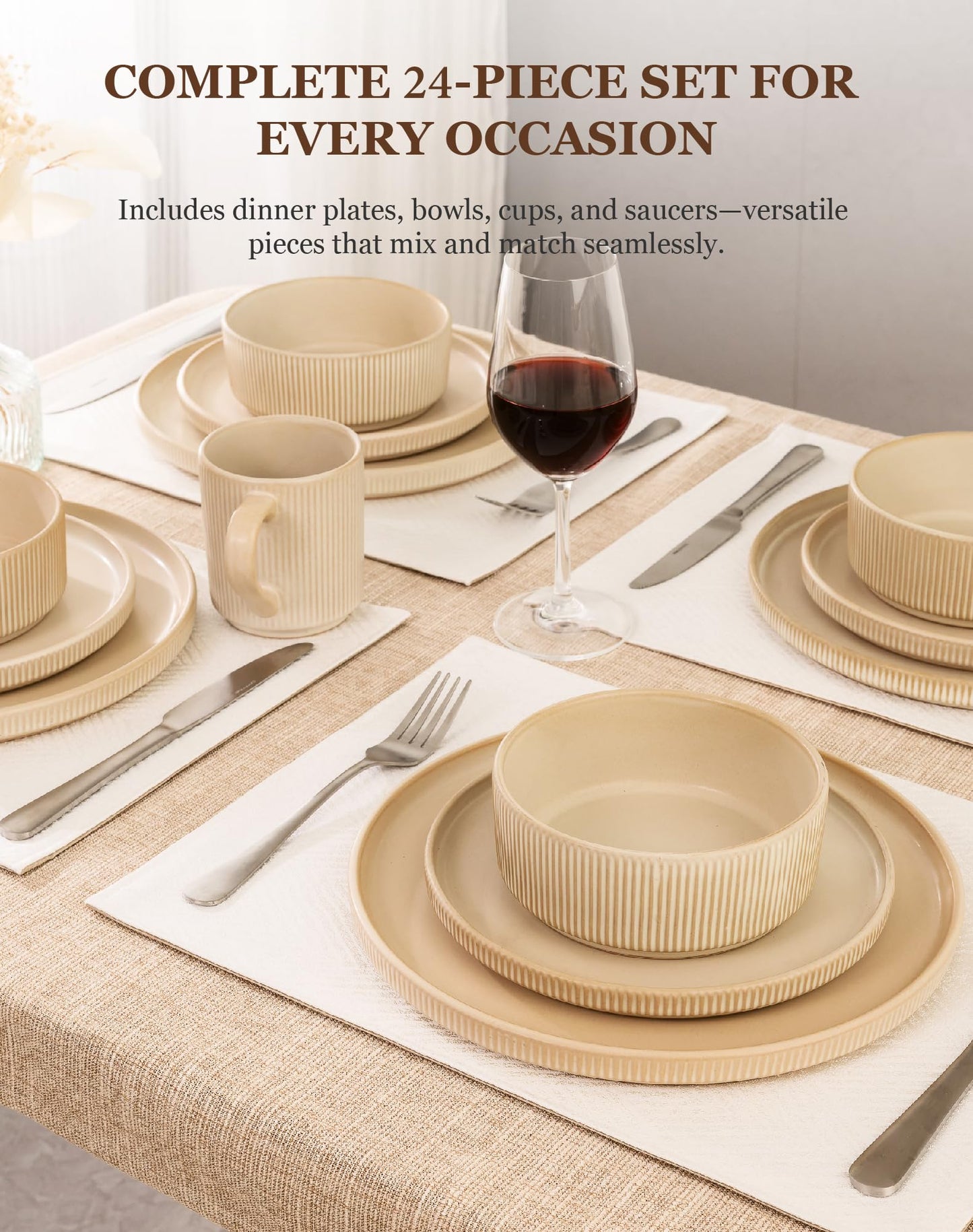 OTAGO Stoneware Dinnerware Set Matte Reactive, Microwave & Dishwasher Safe, for Kitchen, Dinner & Dining