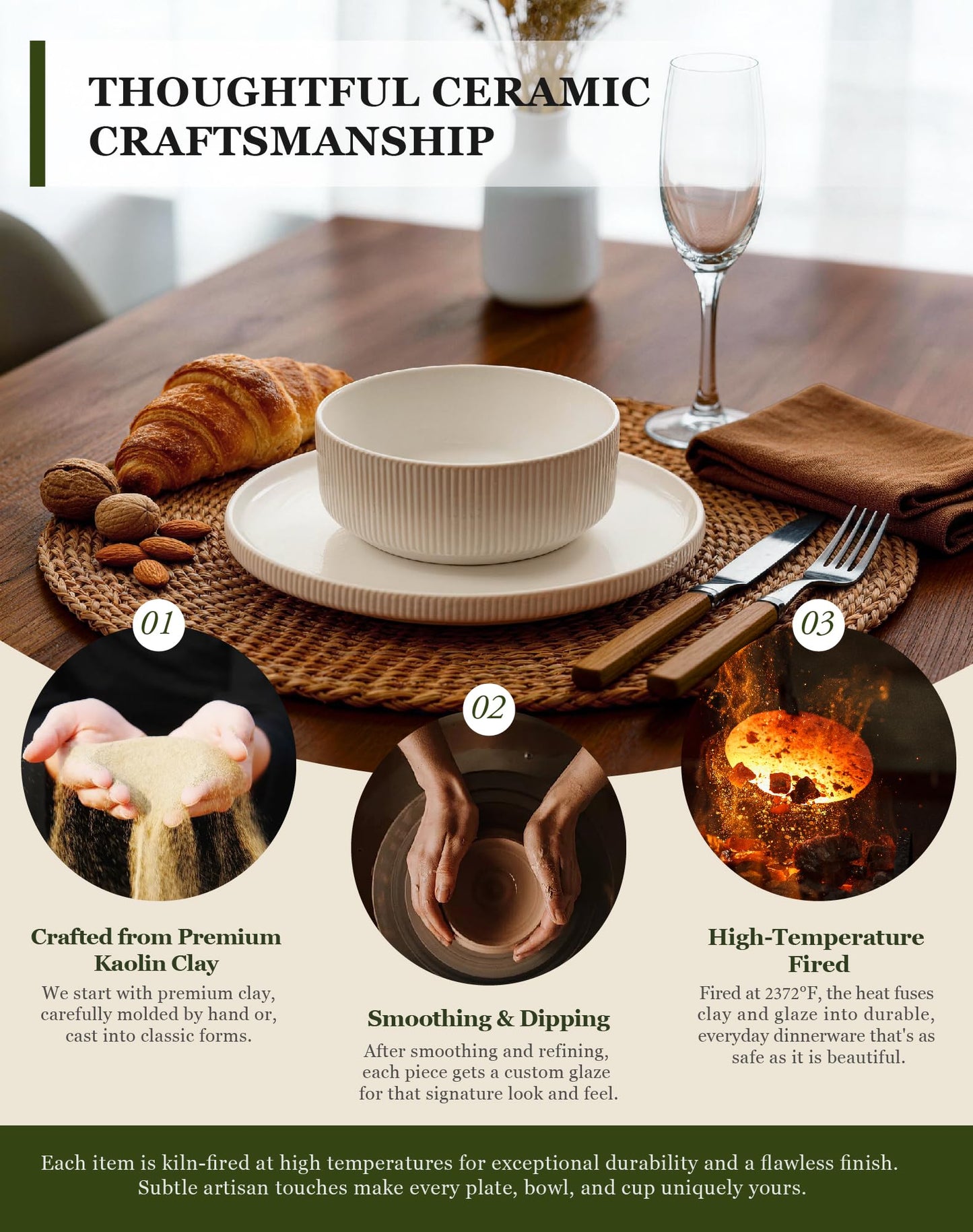 OTAGO Stoneware Dinnerware Set Matte Reactive, Microwave & Dishwasher Safe, for Kitchen, Dinner & Dining