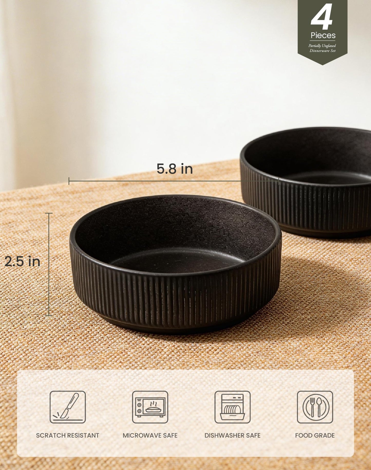 OTAGO Porcelain Bowl Set Matte Reactive 6 Inch