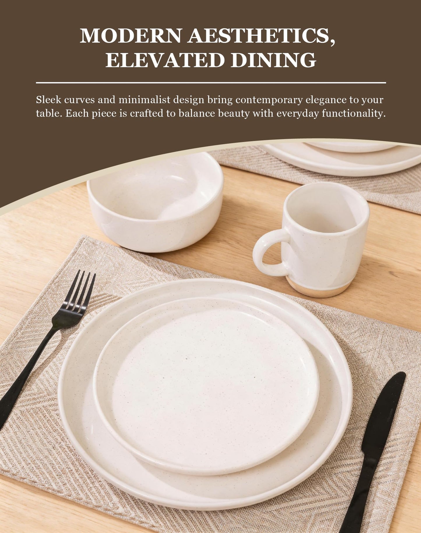 OTAGO 24-Piece Dinnerware Sets Partially Unglazed Base