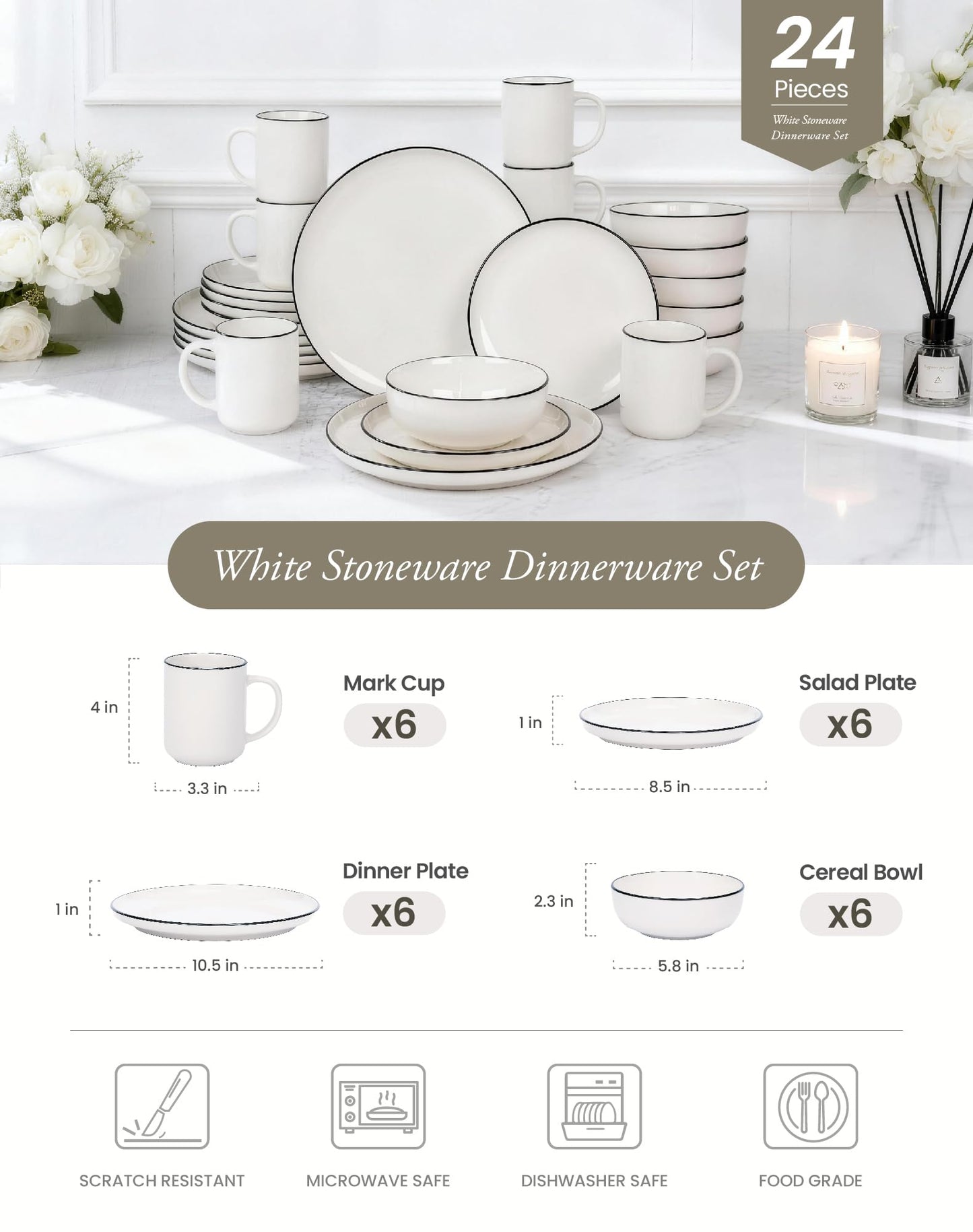 OTAGO Porcelain Dinnerware Set wit Cup 16 PC and 24 PC