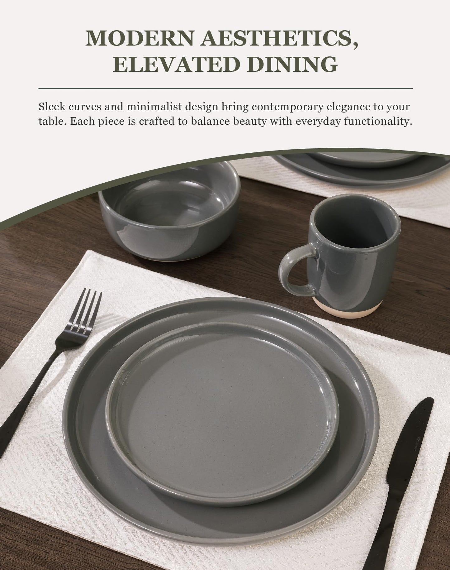 OTAGO 24-Piece Dinnerware Sets Partially Unglazed Base