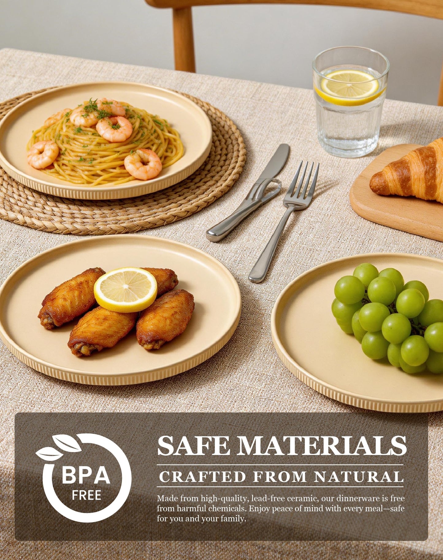 OTAGO Porcelain Large Plates Set Matte Reactive Black 4 PC and 6 PC