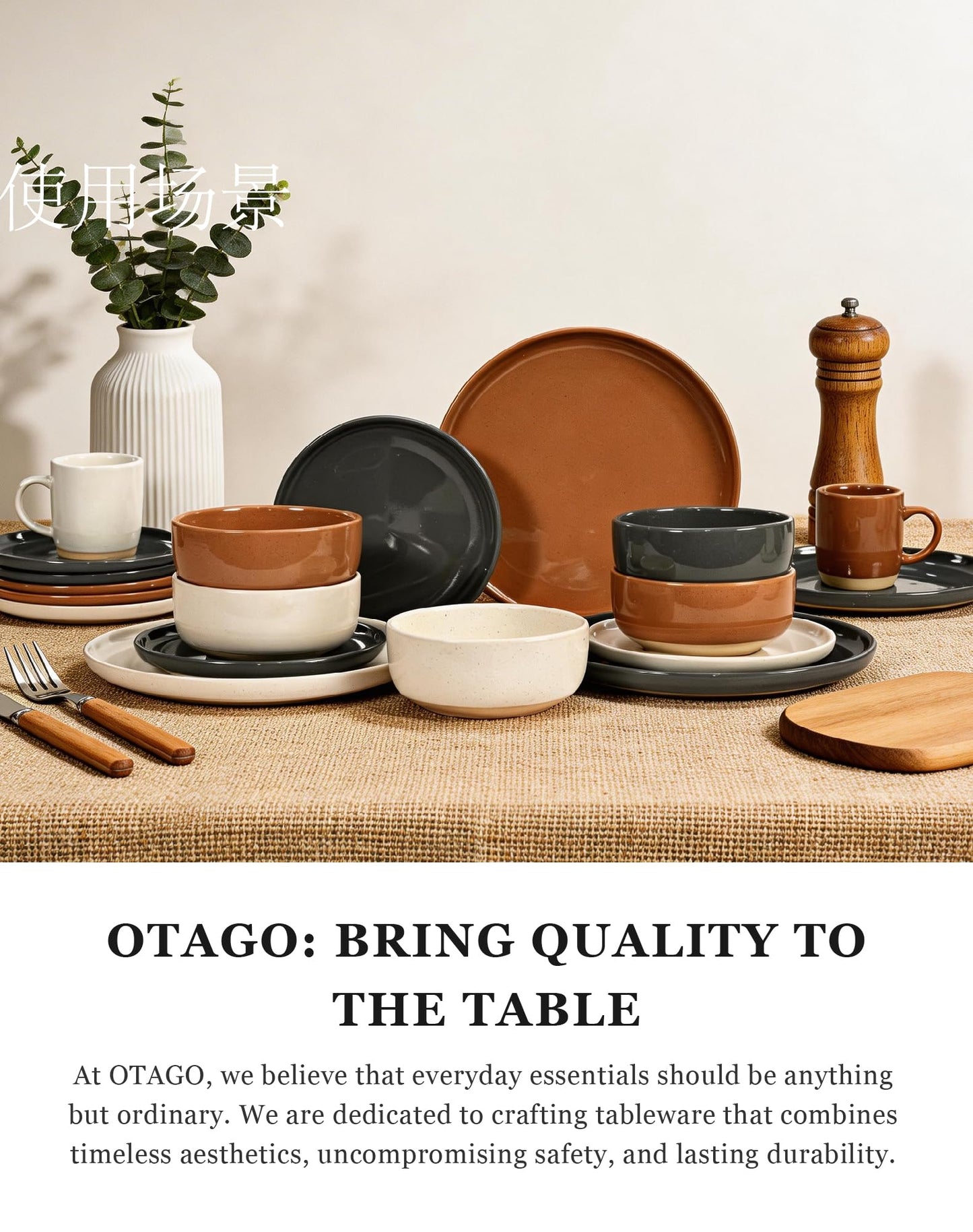 Otago 6'' Large White Ceramic Pasta Bowls, Handpainted Stoneware Bowls Set of 6, Microwave&Dishwasher Safe Bowls with Rustic Terracotta Underside for Pasta Salad