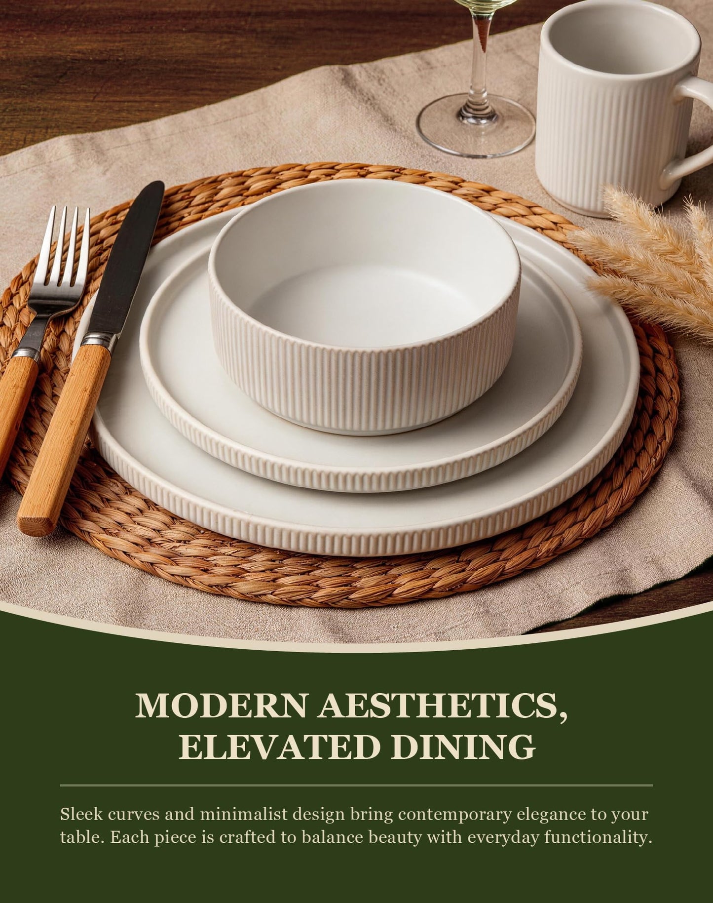 OTAGO Stoneware Dinnerware Set Matte Reactive, Microwave & Dishwasher Safe, for Kitchen, Dinner & Dining