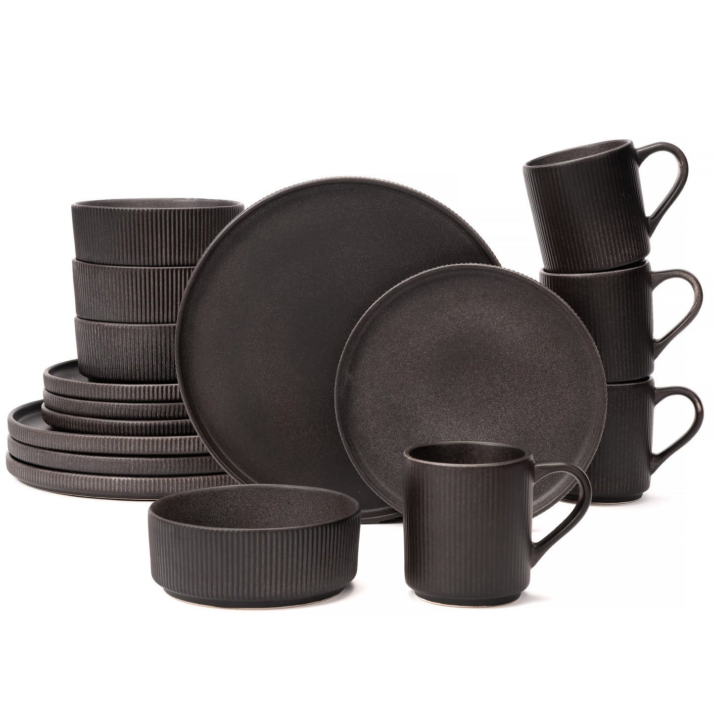Otago Matte Dark Charcoal 16-Piece Dinnerware Sets