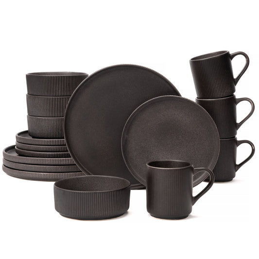 Otago Matte Dark Charcoal 16-Piece Dinnerware Sets