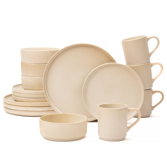 Otago Beige Charcoal 16-Piece Dinnerware Sets