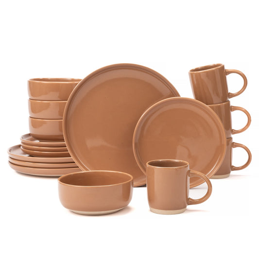 Otago Cinnamon Brown 16-Piece Dinnerware Sets