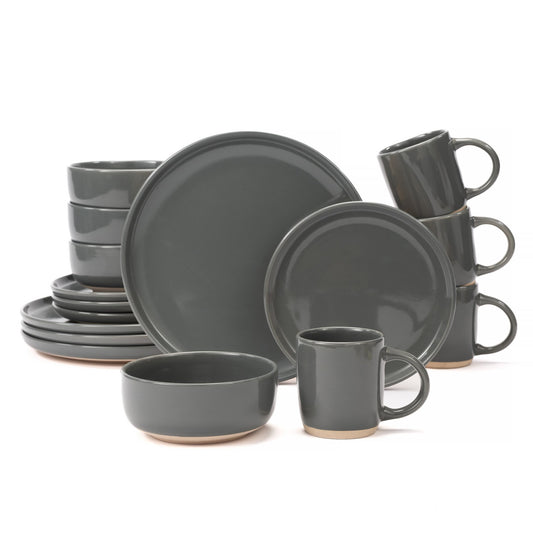 Otago Dark Gray 16-Piece Dinnerware Sets