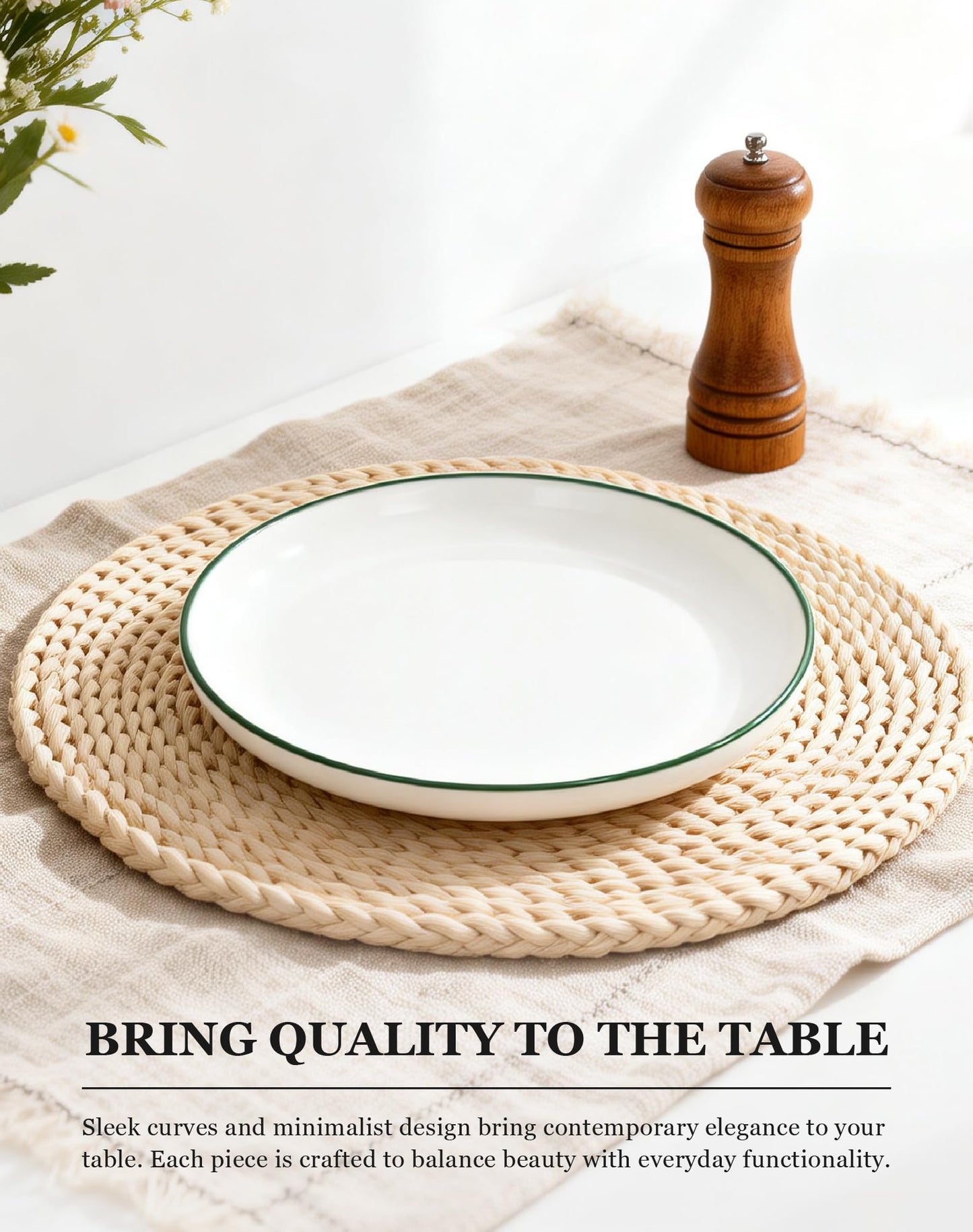 OTAGO Porcelain Medium Plates Set with Rim 4 PC and 6 PC