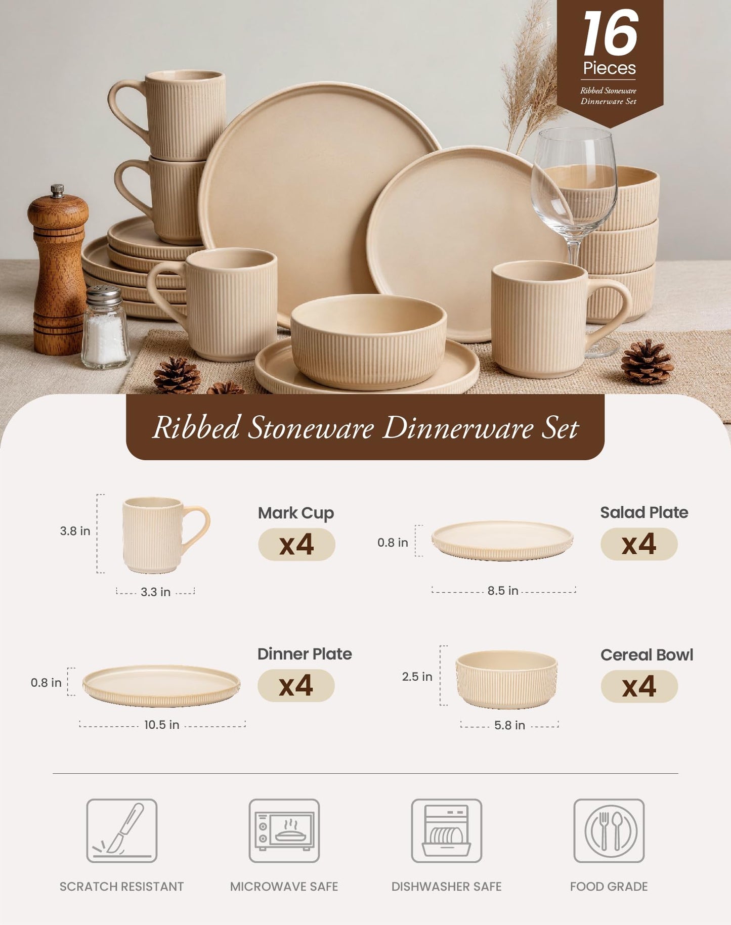 OTAGO Stoneware Dinnerware Set Matte Reactive, Microwave & Dishwasher Safe, for Kitchen, Dinner & Dining