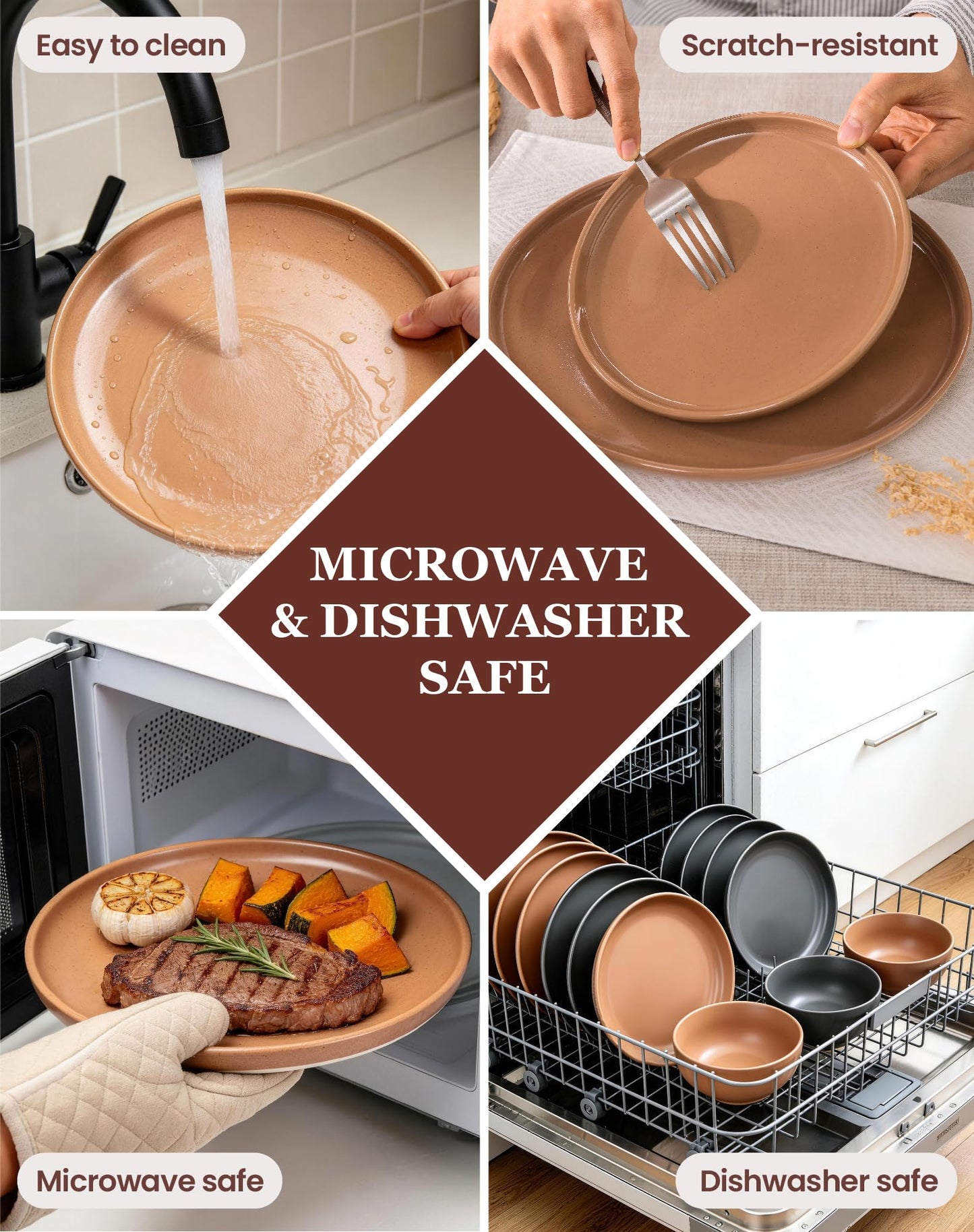 OTAGO 24-Piece Dinnerware Sets Partially Unglazed Base